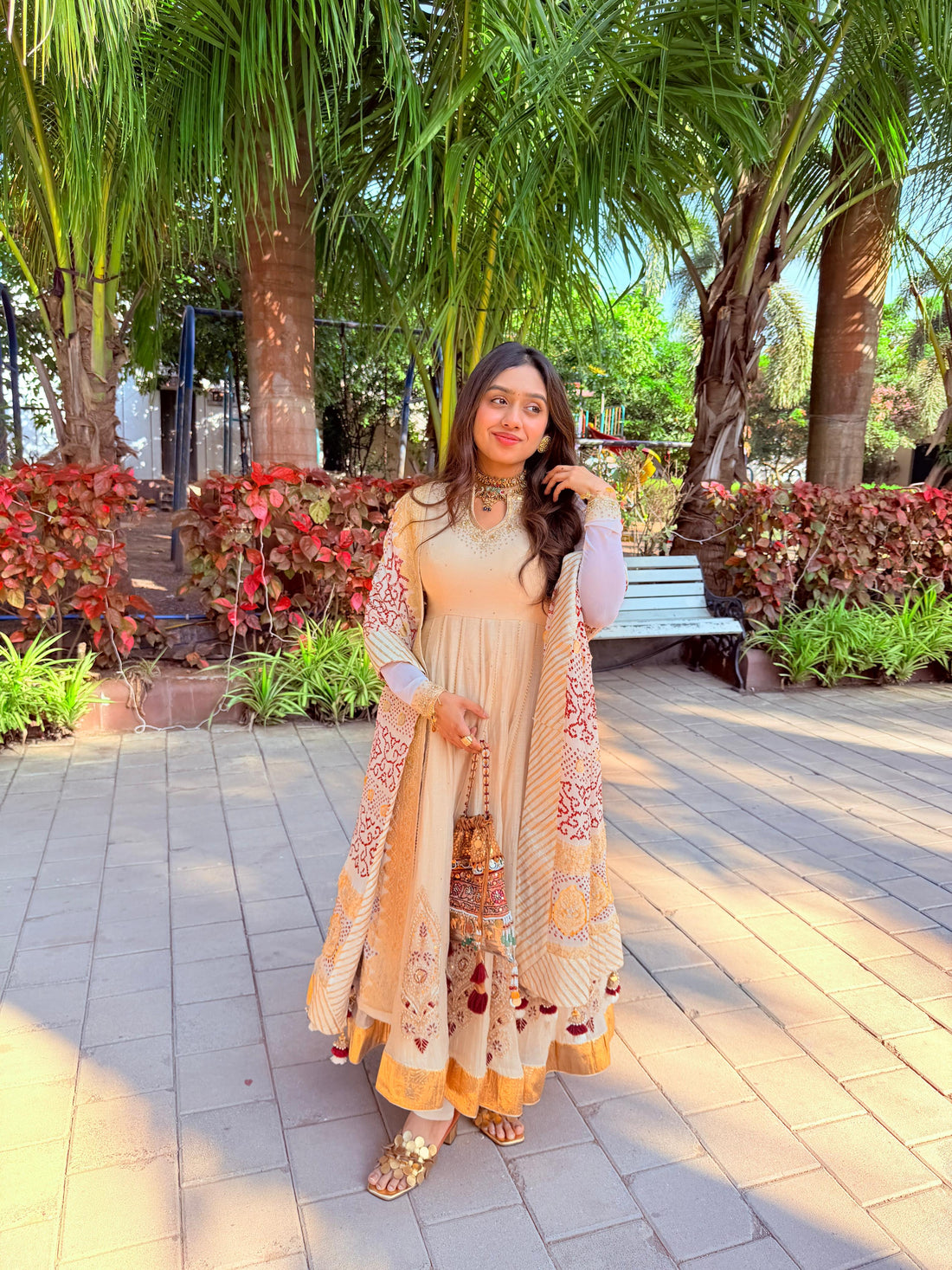 Zarin Beige Anarkali