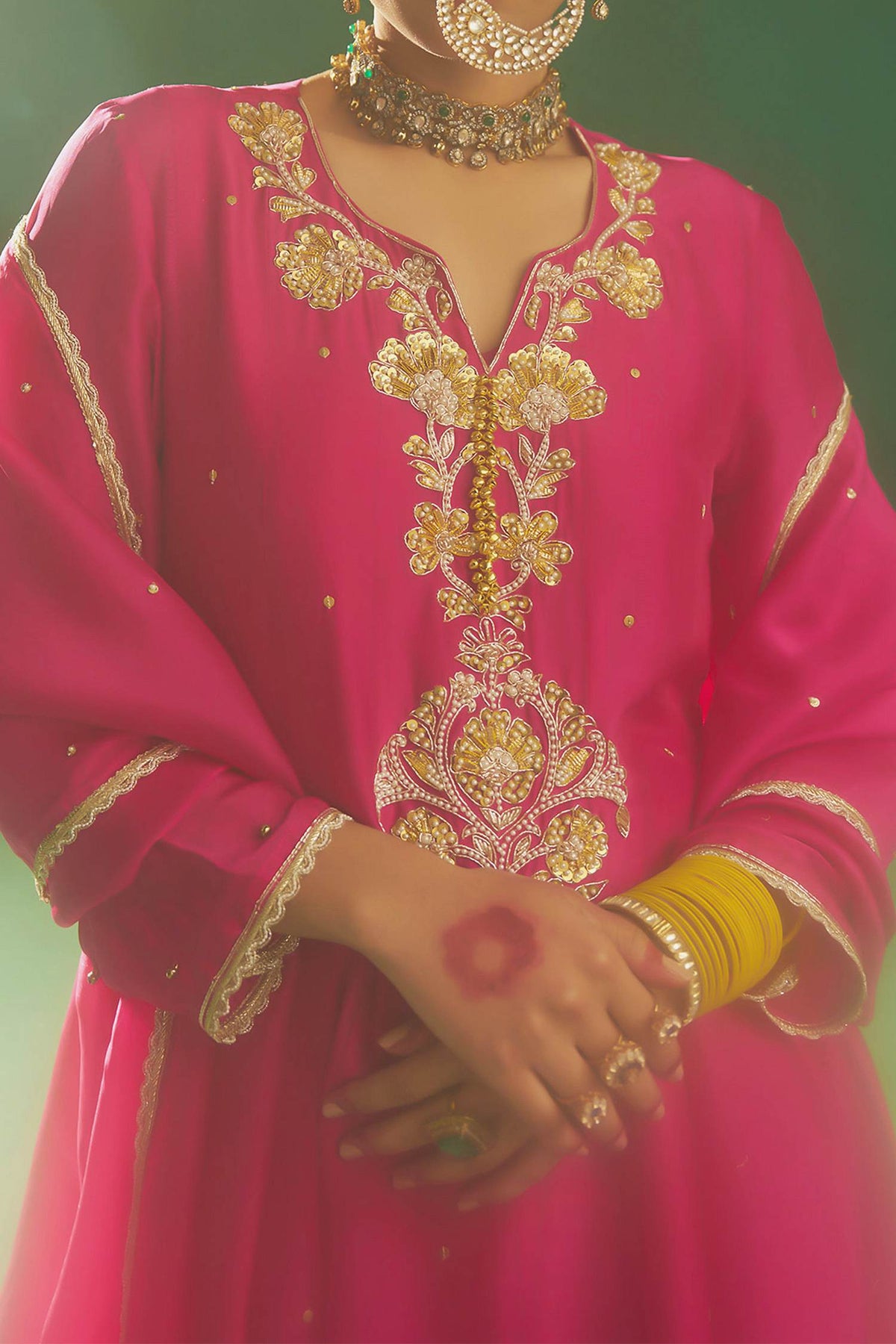 Shop Hirika & Dhruti Pink Zardosi Anarkali Set For Kids Online at Aza Fashions