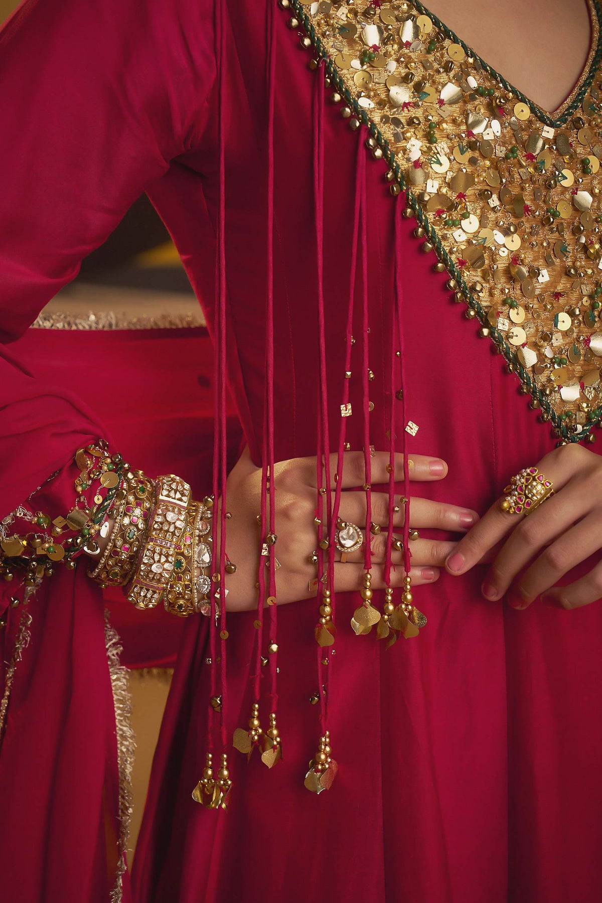 Hirika & Dhruti Red Hand Work Kurta Embroidered Pant And Dupatta For Kids at Aza Fashions
