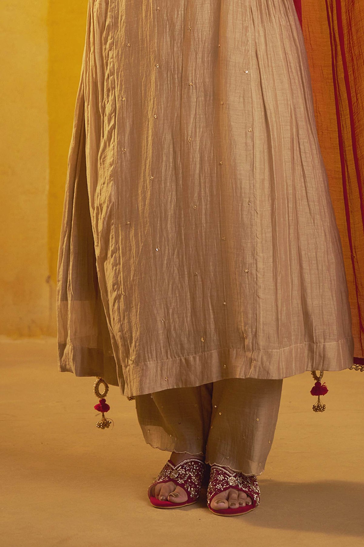 Shop Hirika & Dhruti Brown Marodi Work Kurta Tikki Chitta Pant And Dupatta For Kids Online at Aza Fashions