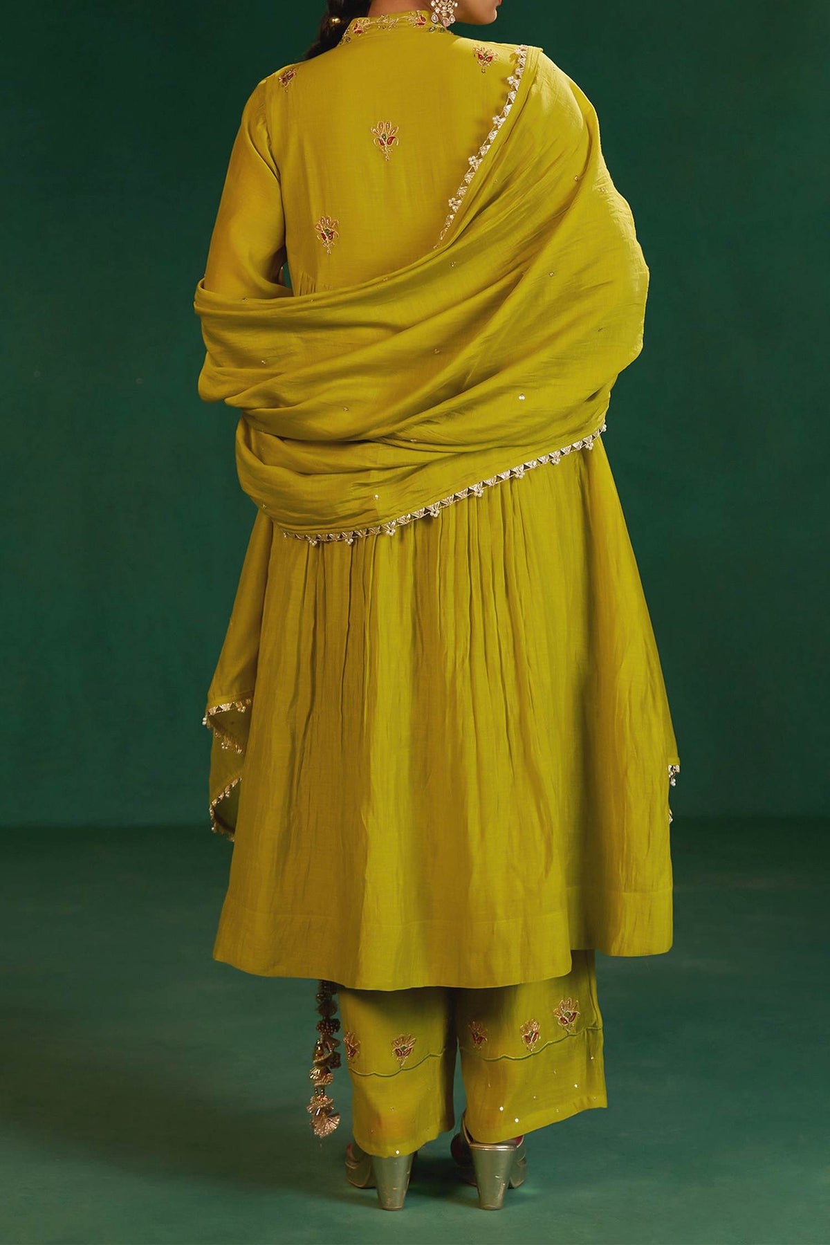 Shop Hirika & Dhruti Green Marodi Work Anarkali Set For Kids at Aza Fashions