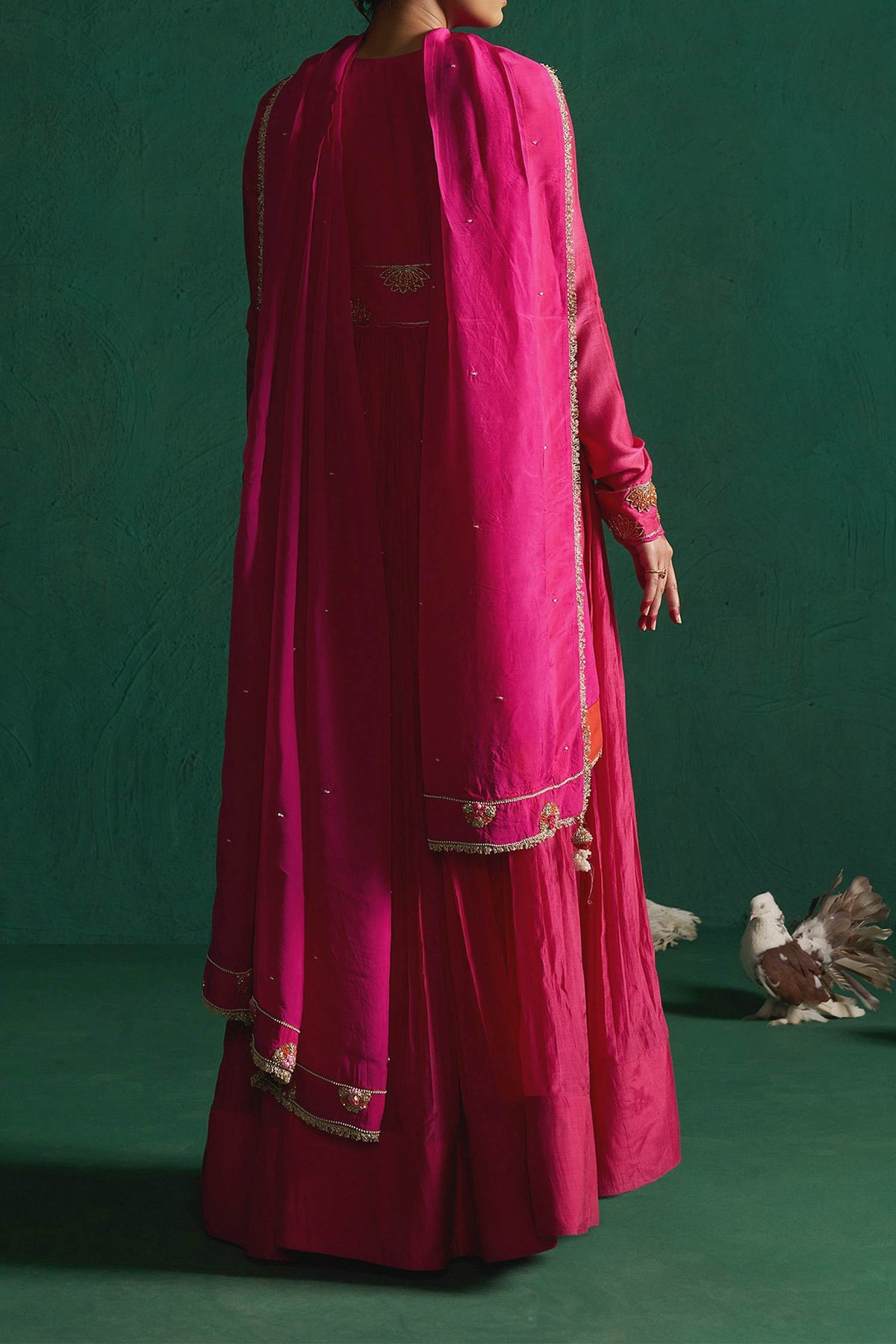 Shop Hirika & Dhruti Pink Patchwork Anarkali Set For Kids at Aza Fashions