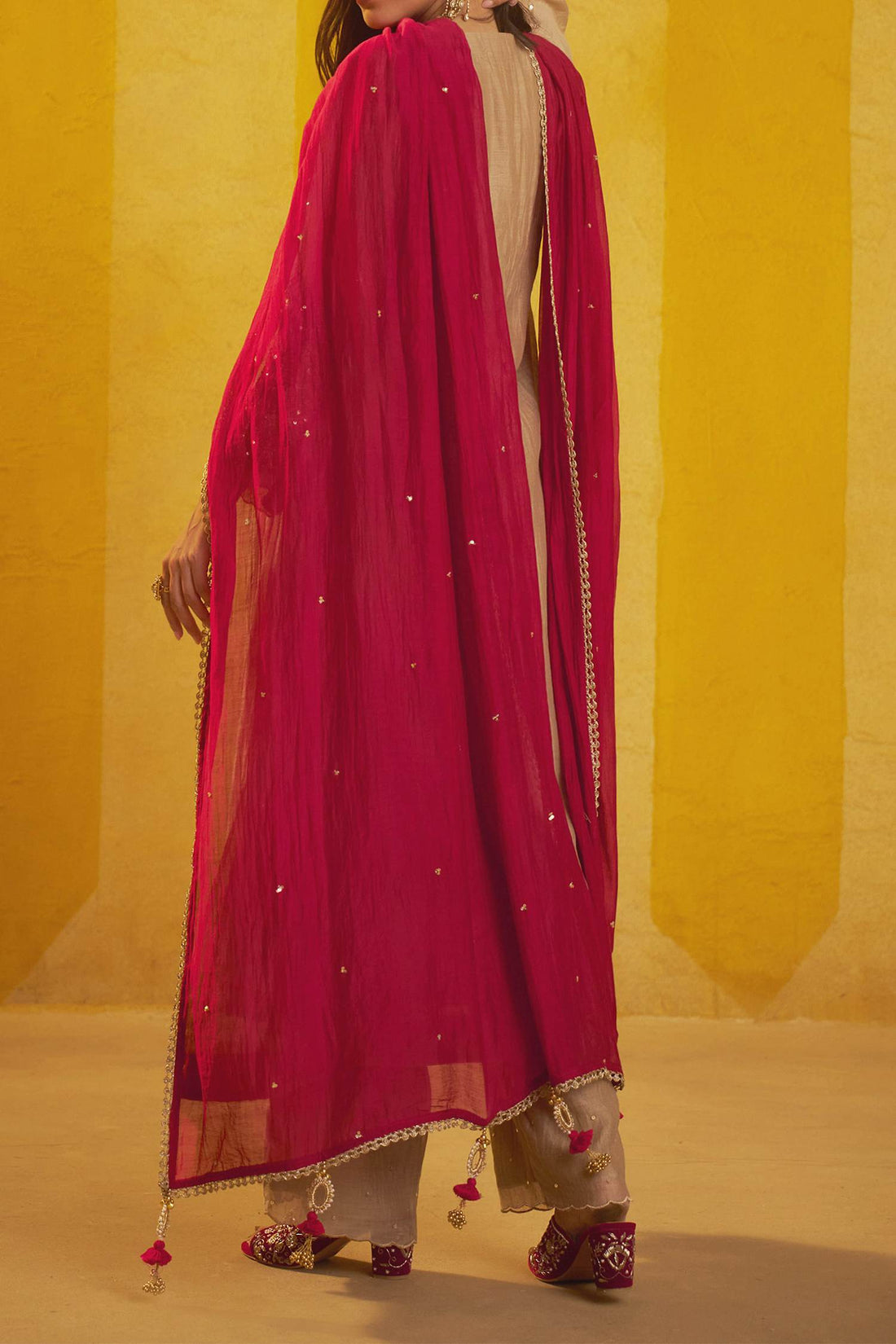 Shop Hirika & Dhruti Brown Marodi Work Kurta Tikki Chitta Pant And Dupatta For Kids at Aza Fashions