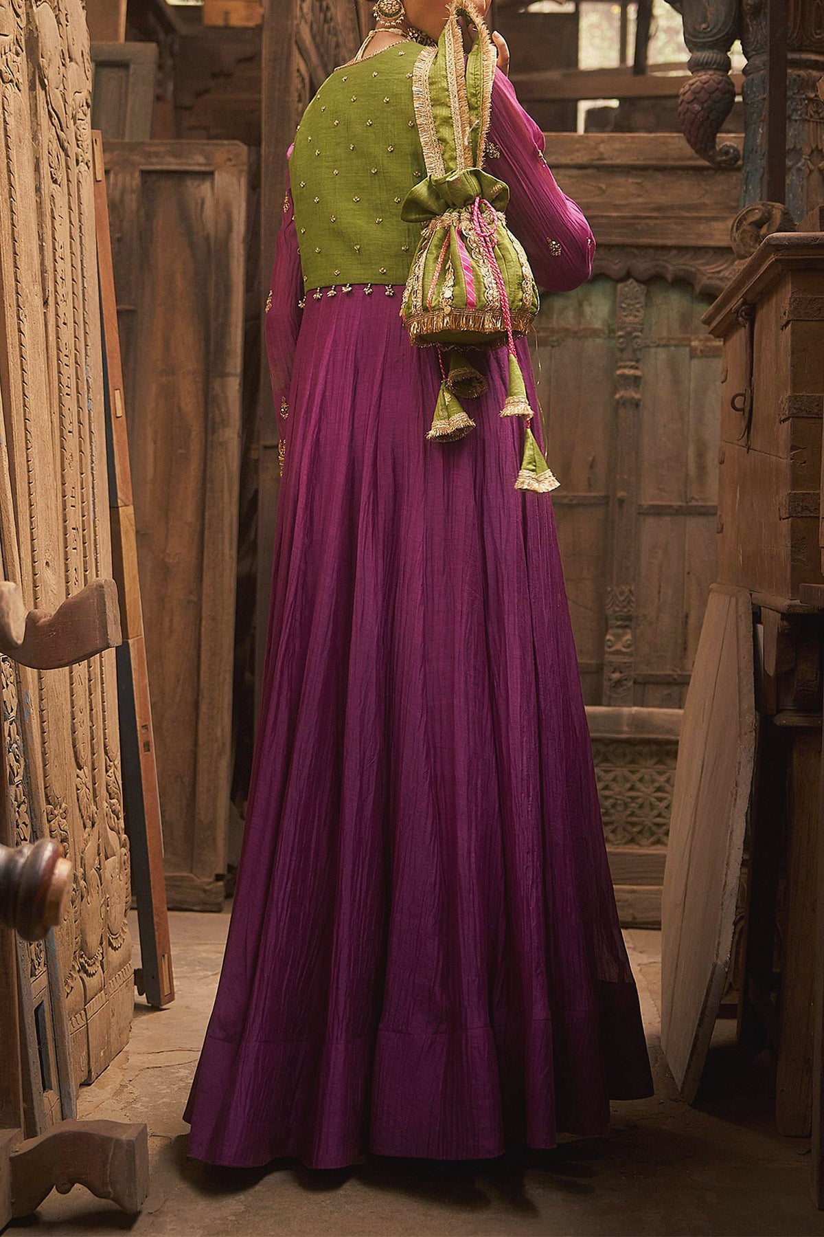 Shop Hirika & Dhruti Purple Jamli Anarkali And Marodi Work Jacket Set For Kids at Aza Fashions