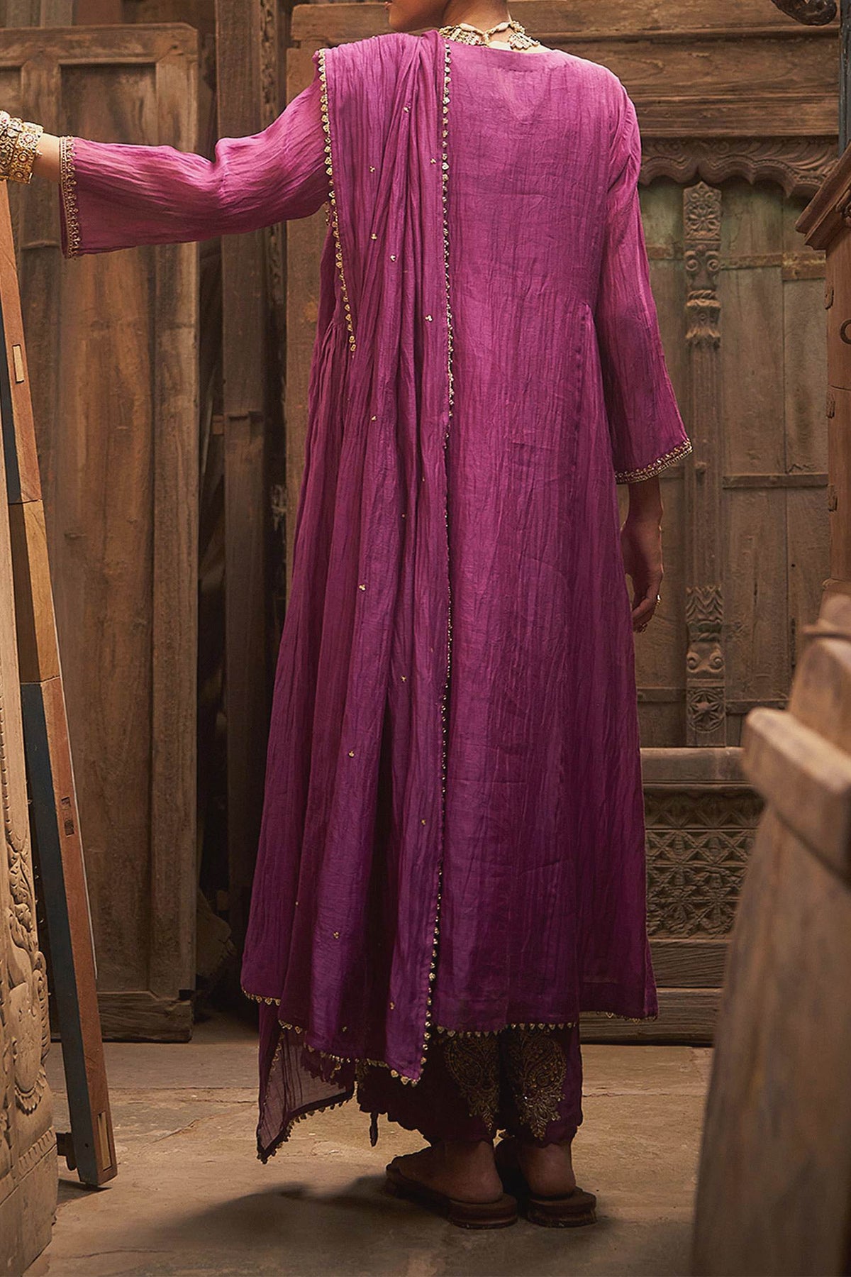 Shop Hirika & Dhruti Purple Phul Marodi Butta Kurta Set For Kids at Aza Fashions