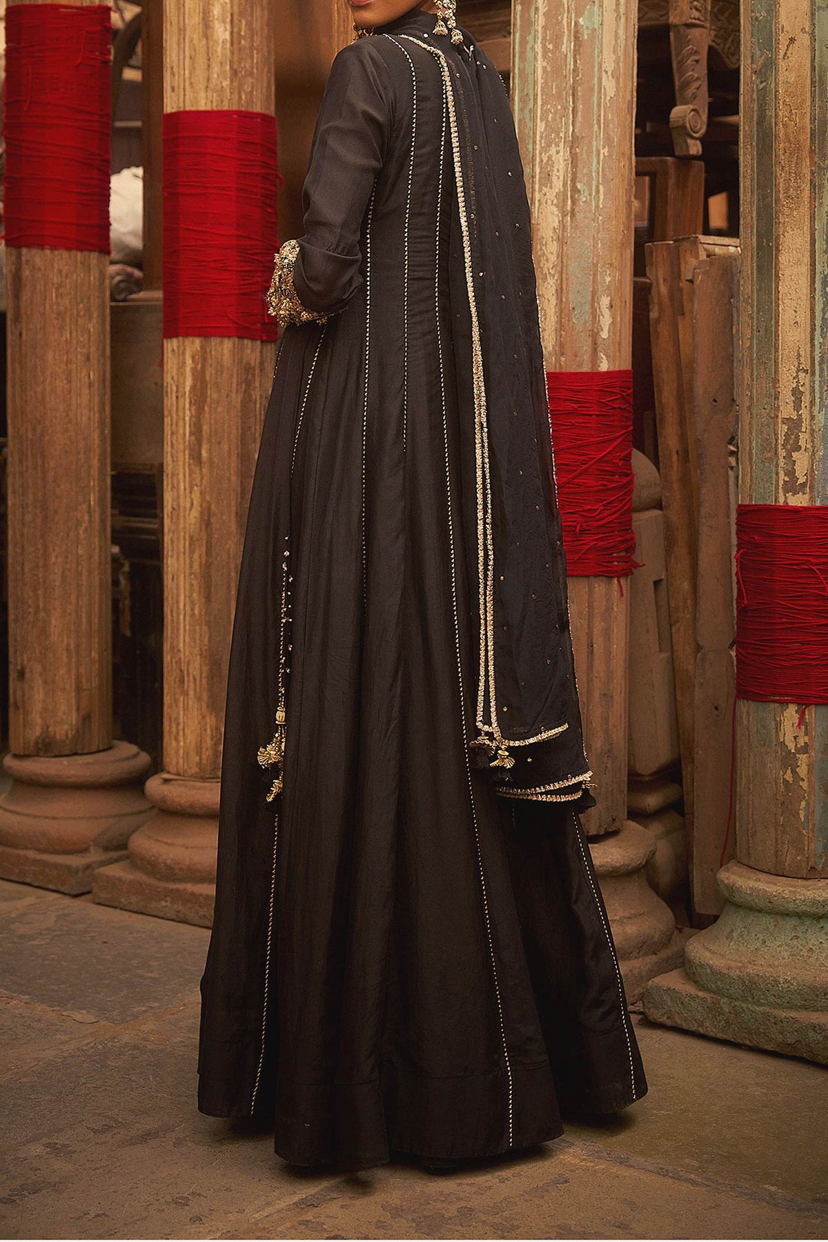 Shop Hirika & Dhruti Black Hand Work Angarkha Set For Kids at Aza Fashions