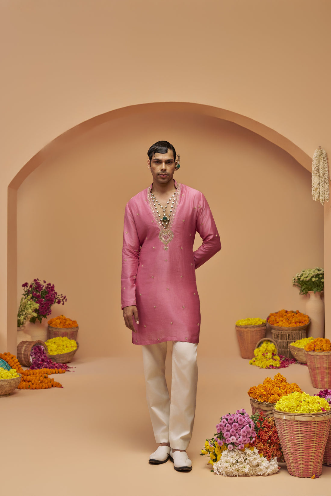 Lavender Pink Chanderi Kurta