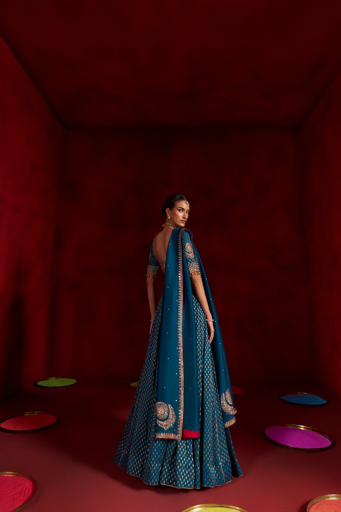 Teal Banarasi Lehenga Set