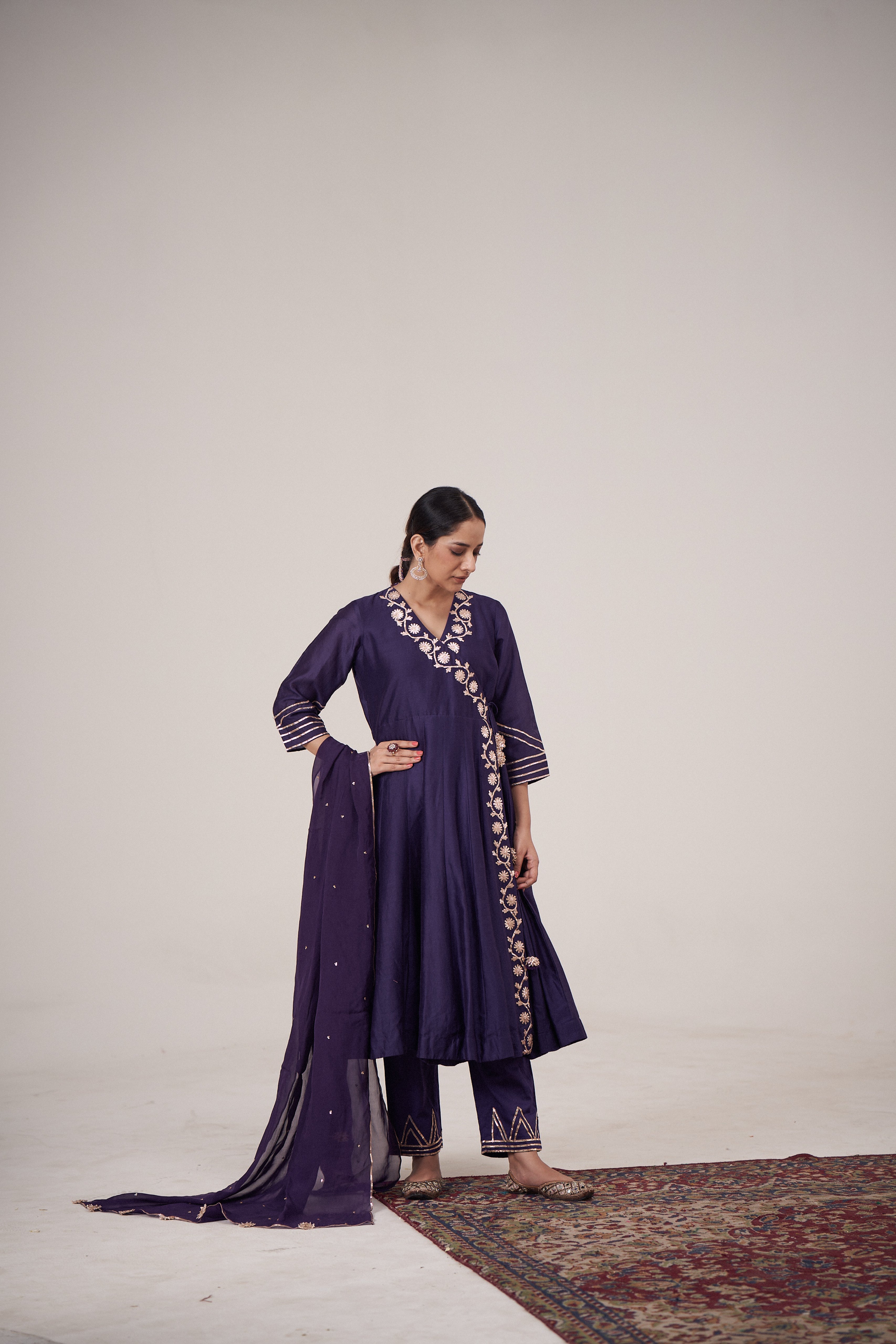 Sunaina purple Gota Anarkali