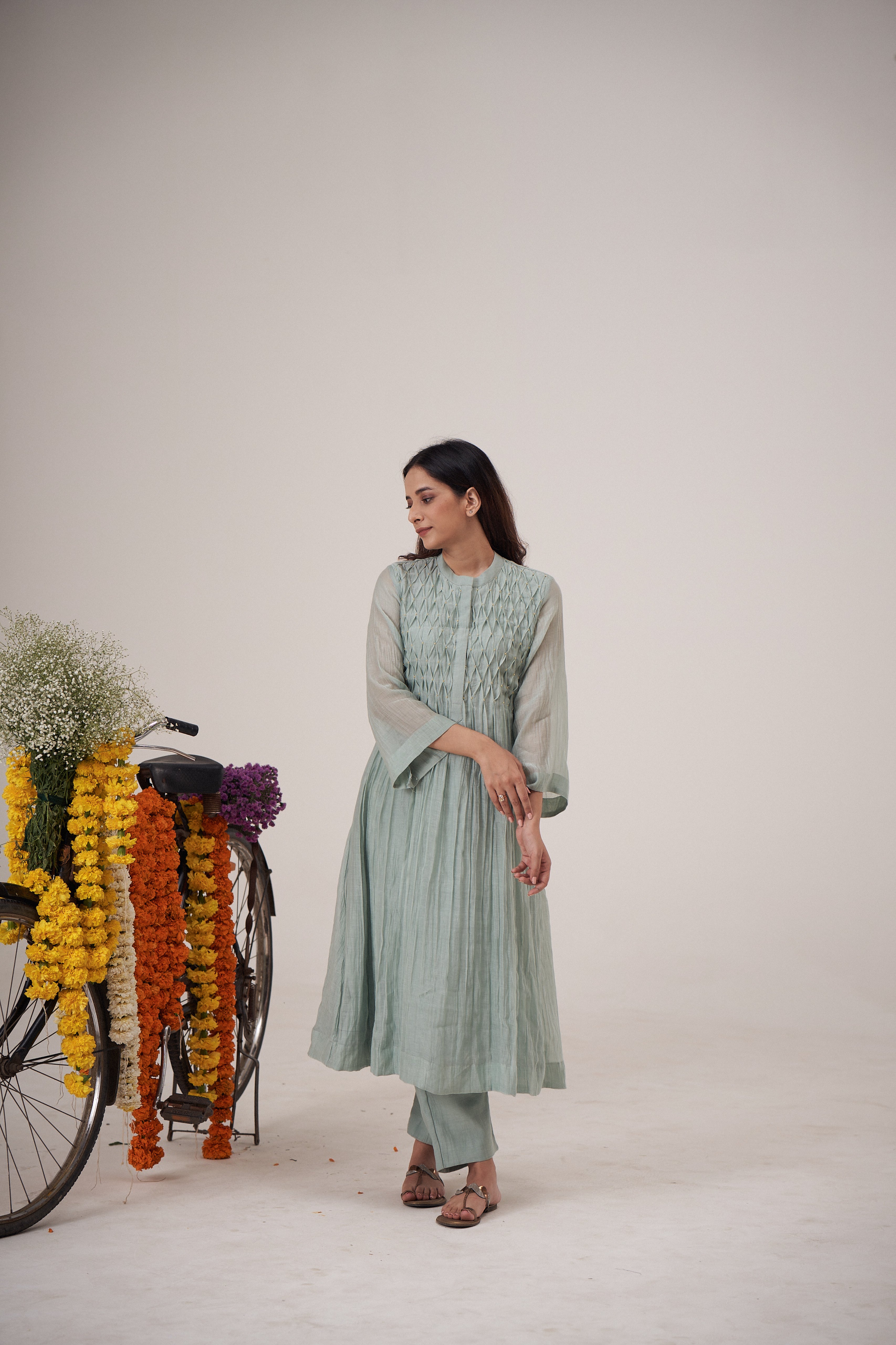 Asmani Smocking Kurta Set