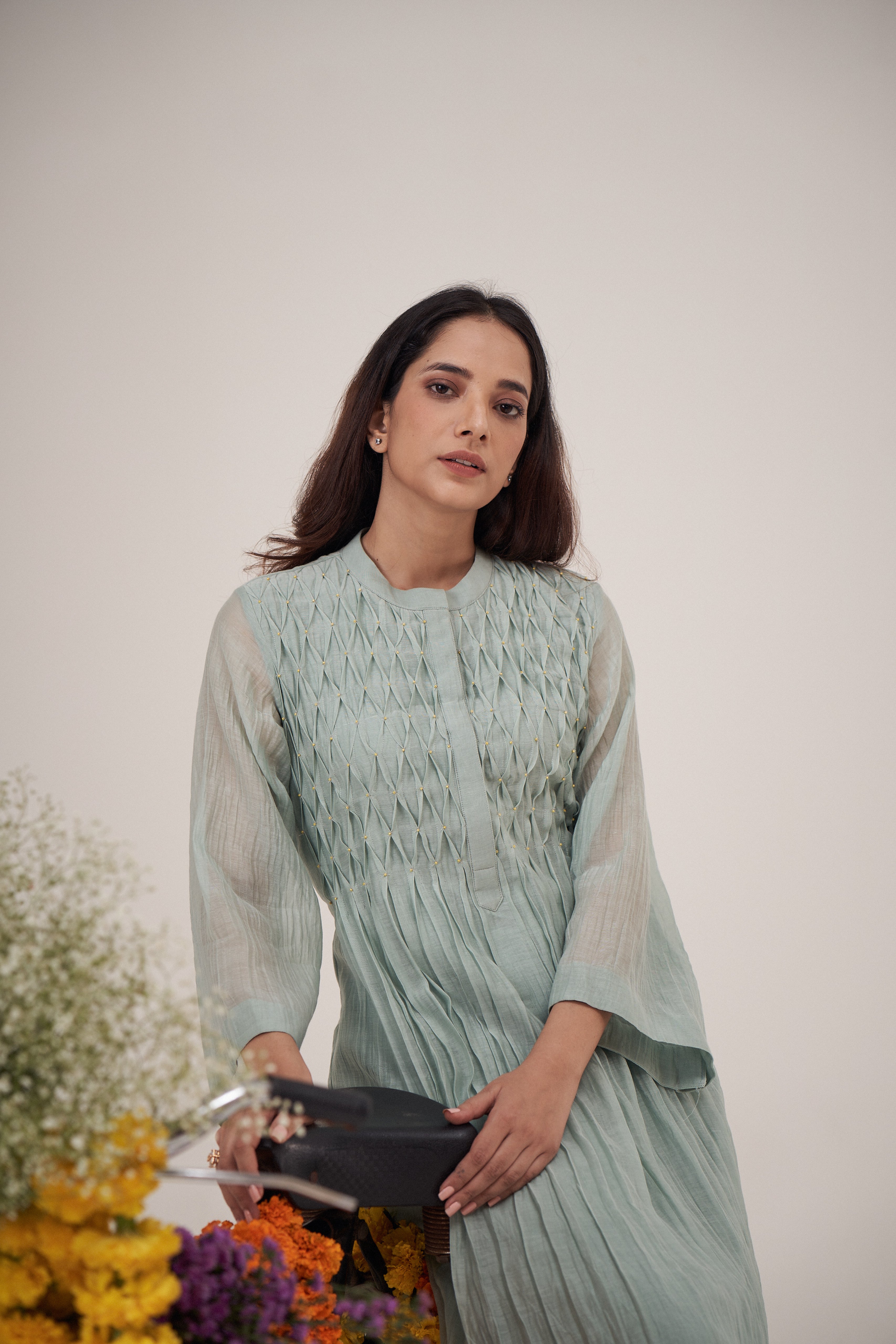 Asmani Smocking Kurta Set
