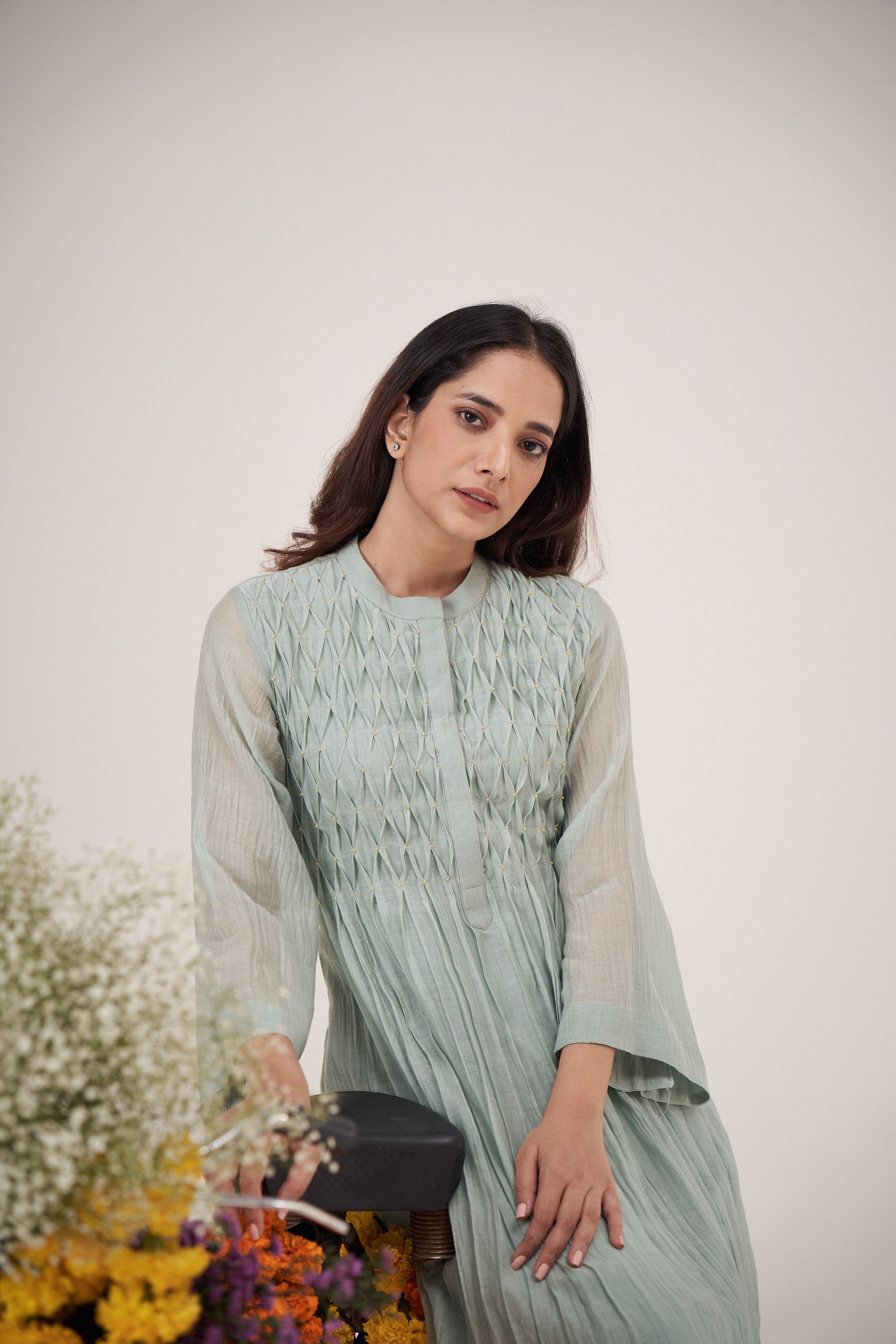 Asmani Smocking Kurta Set