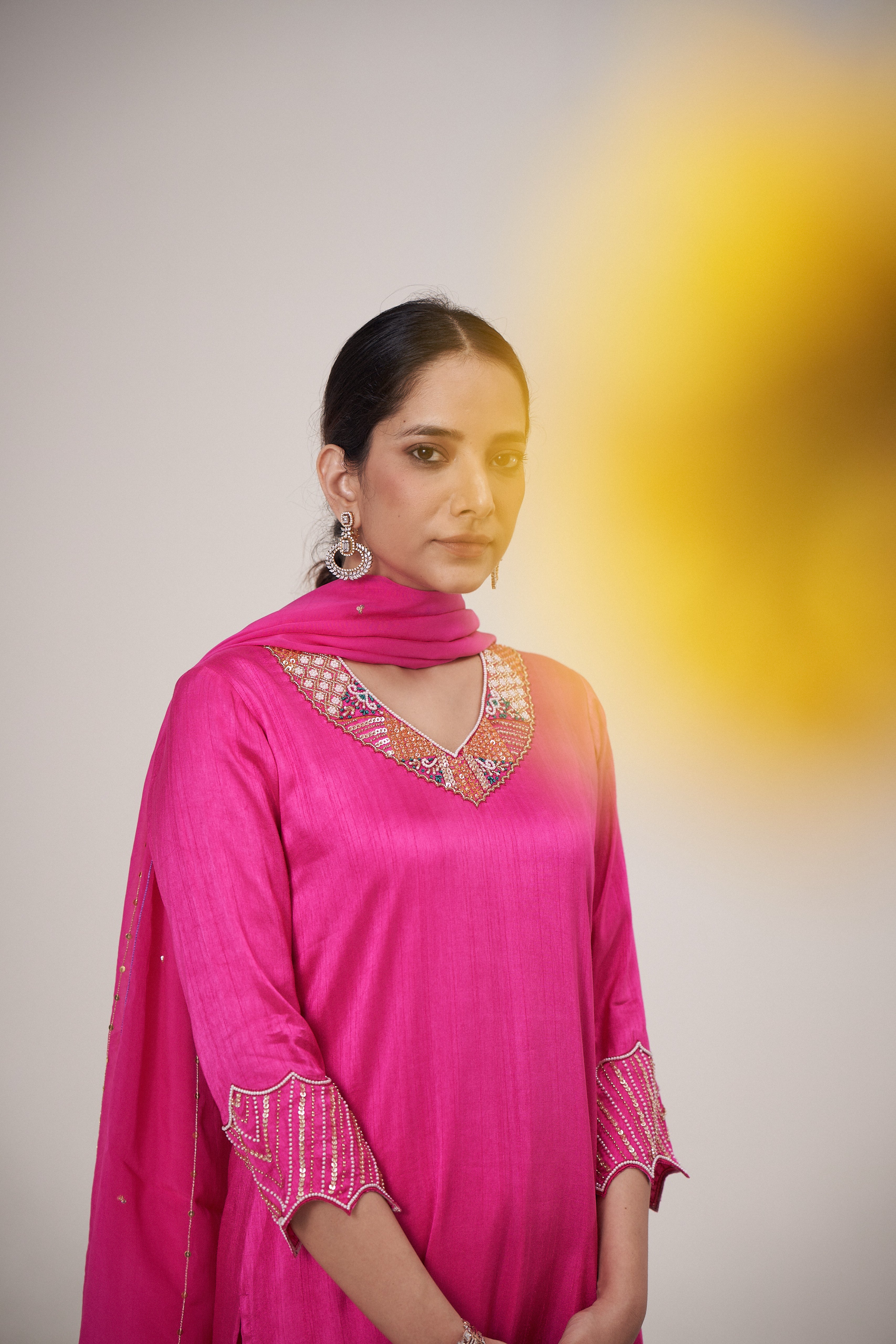 Fushcia Kurta Sharara Set