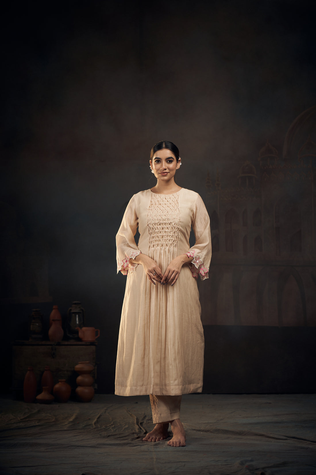 Hath-Kala Smocking kurta set