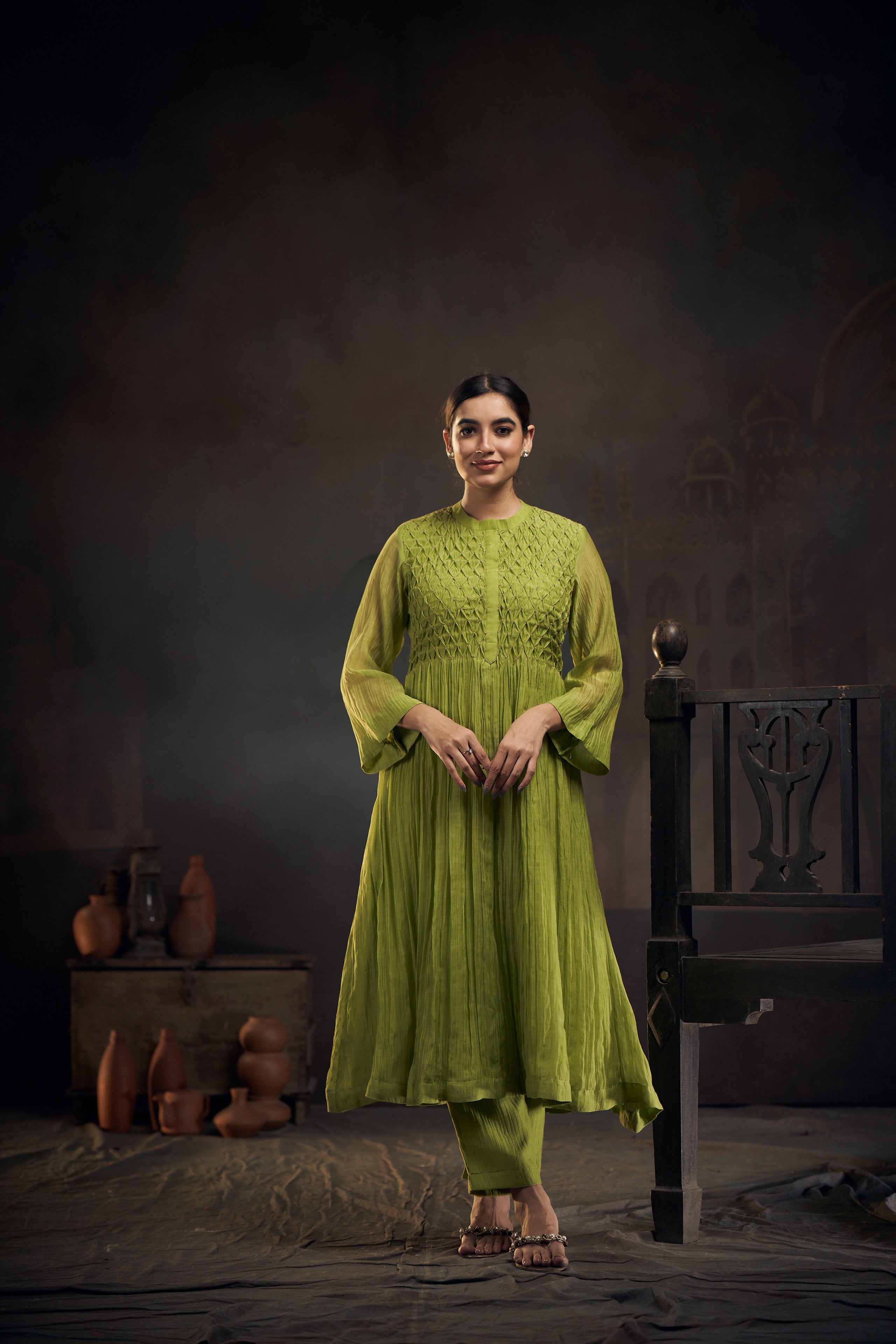 Asmani Smocking Kurta Set