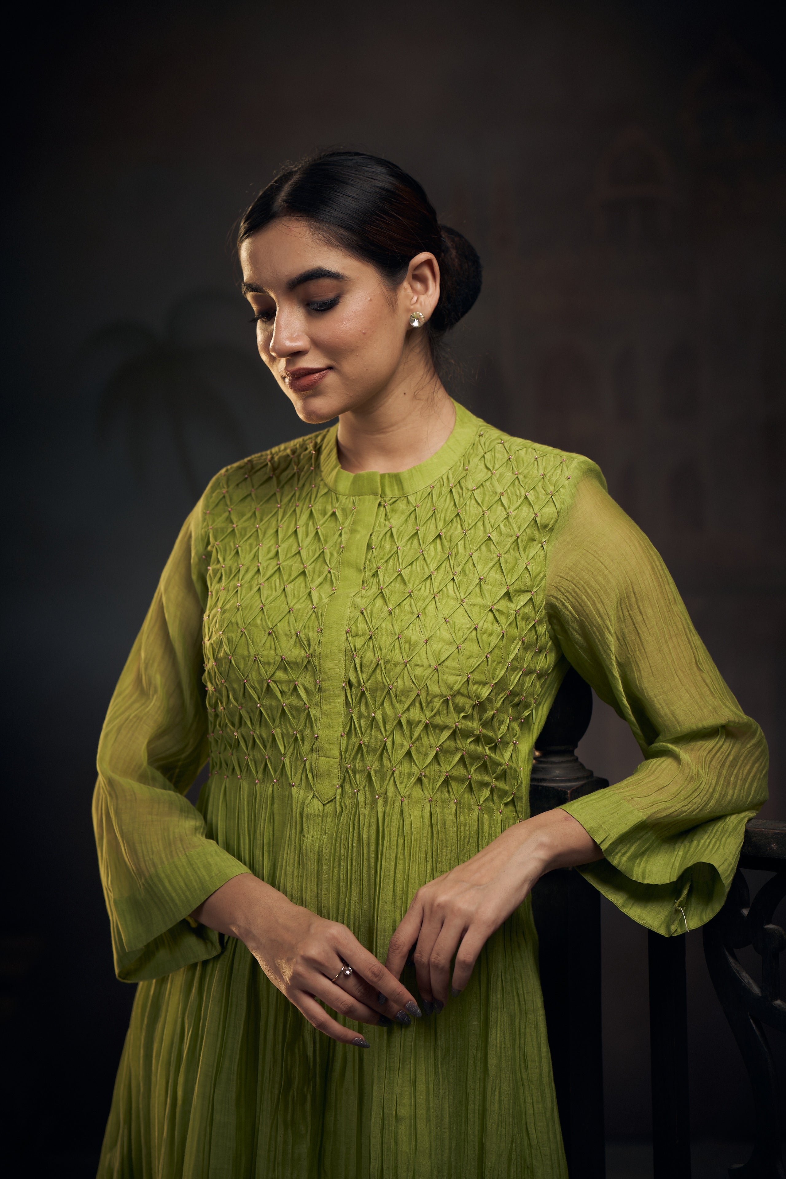 Asmani Smocking Kurta Set