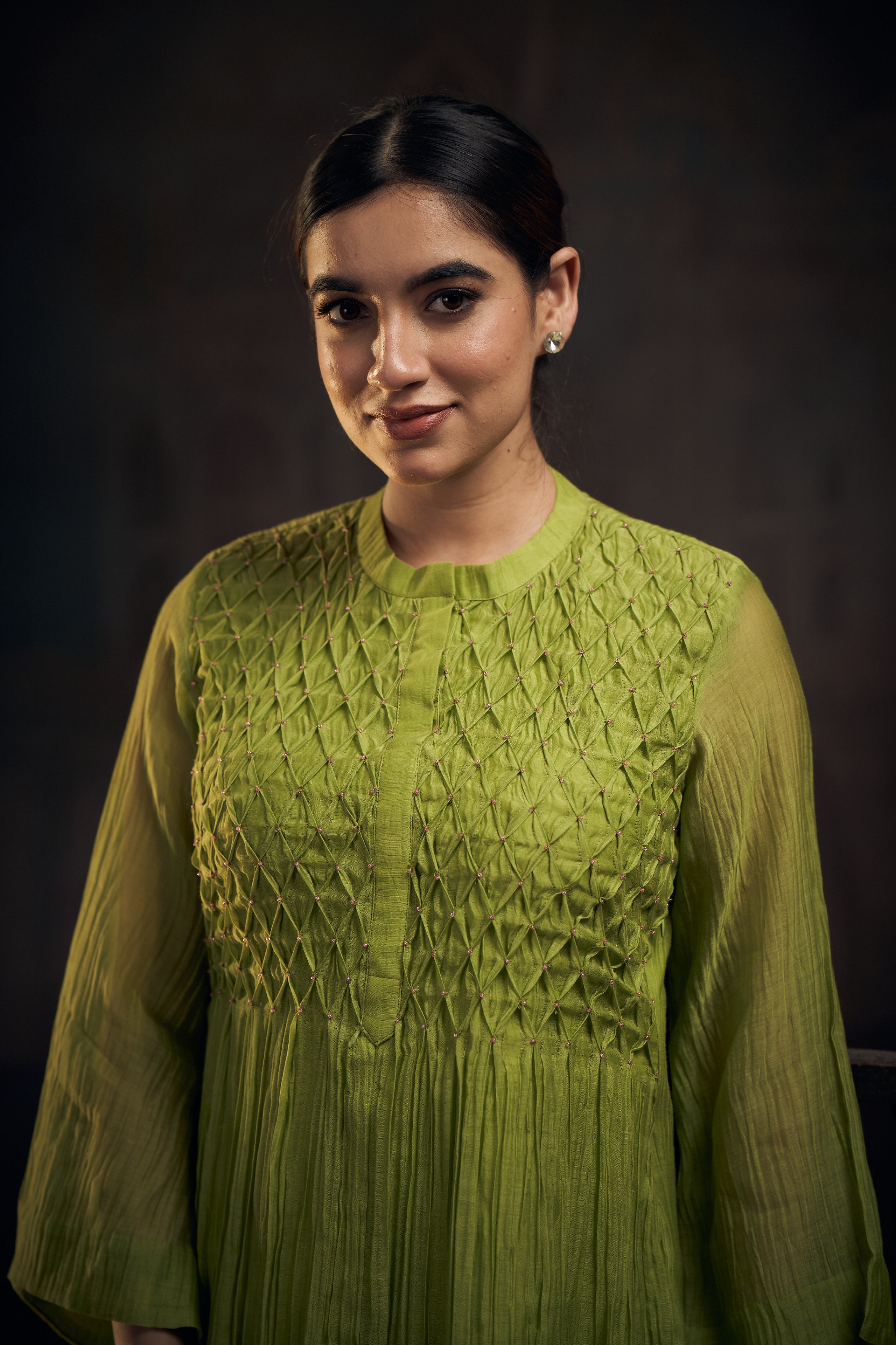 Asmani Smocking Kurta Set
