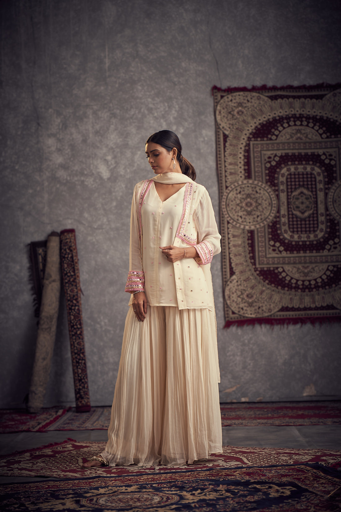 Gazal Ivory Jacket Kurta Set