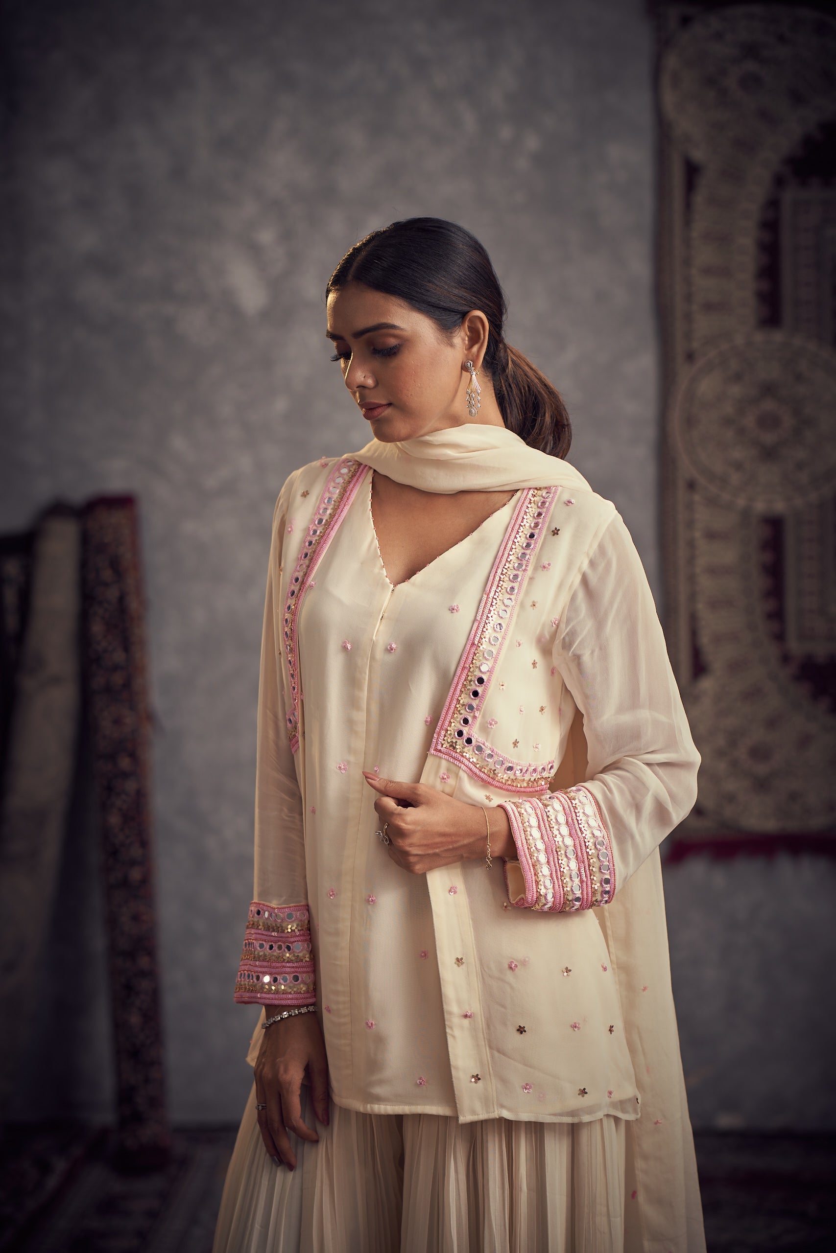 Gazal Ivory Jacket Kurta Set