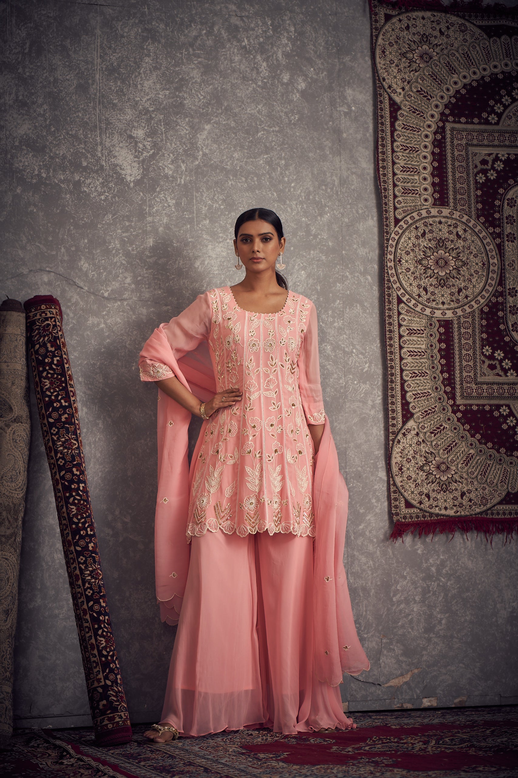 Gulaabi Kurta Sharara Set