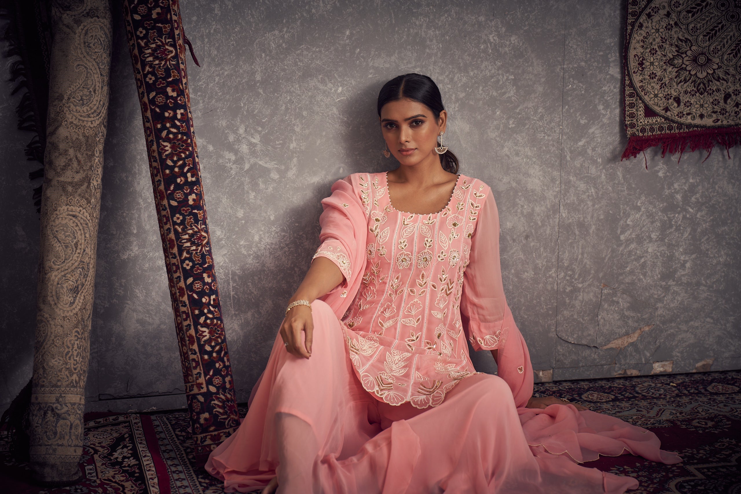 Gulaabi Kurta Sharara Set