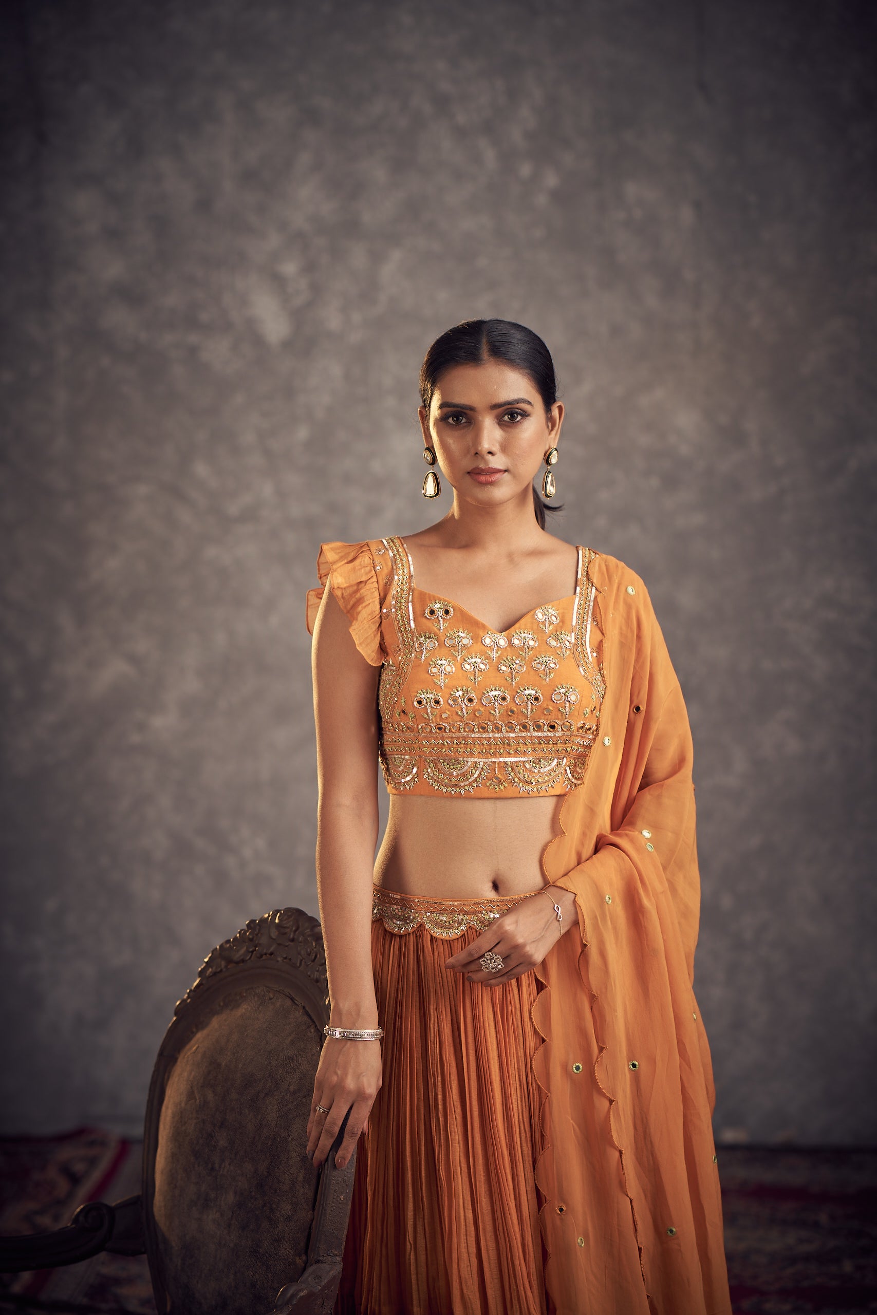 Aam Peela Ghaghra Set