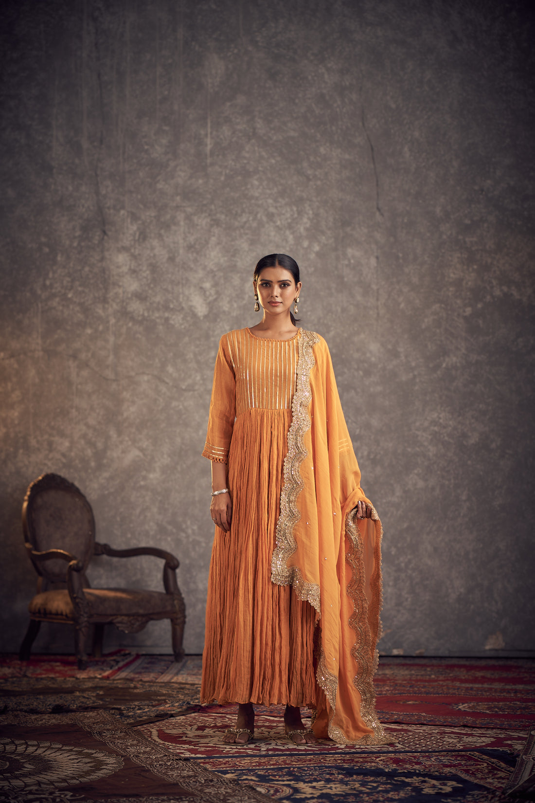 Gotta kesri anarkali set