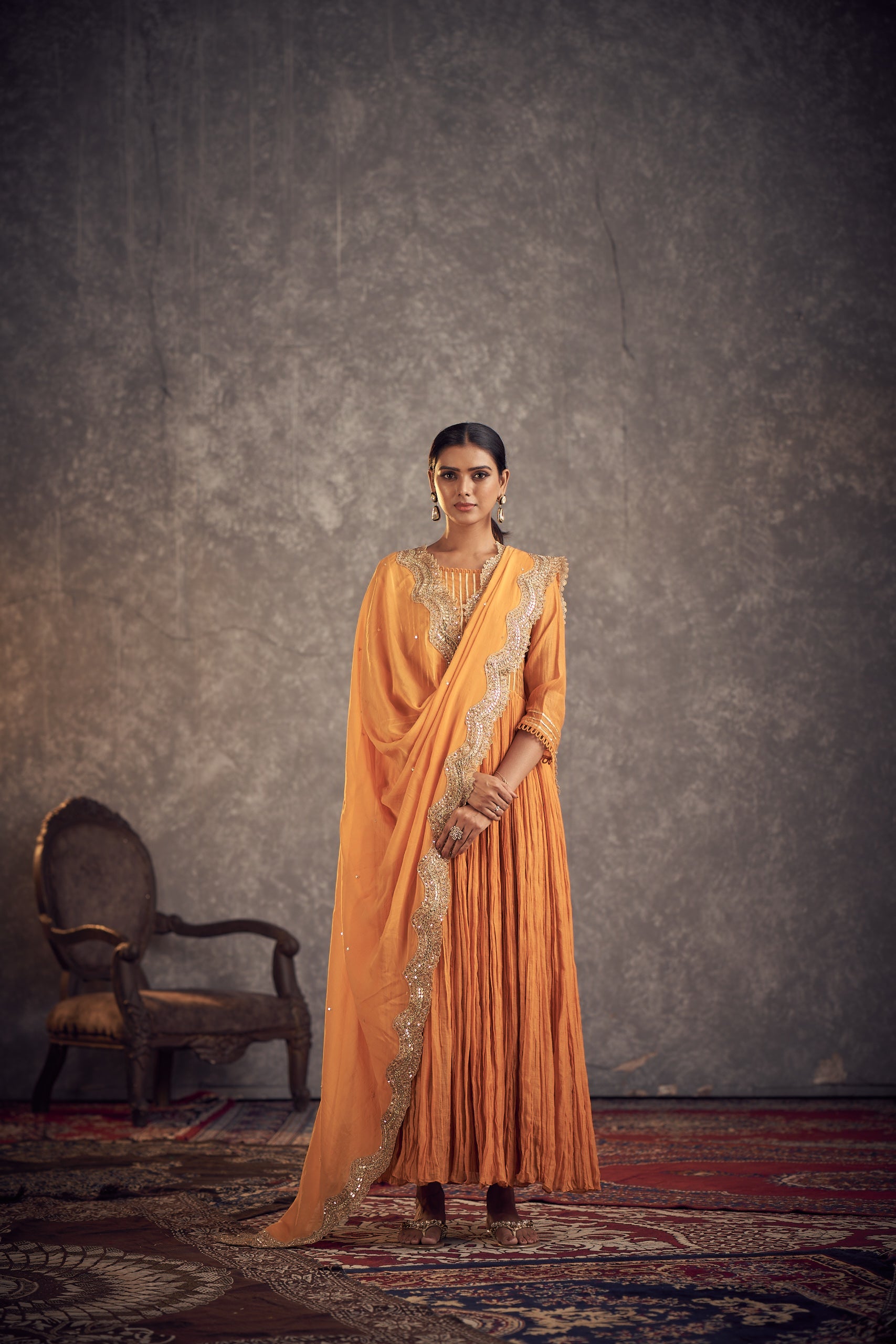 Gotta kesri anarkali set