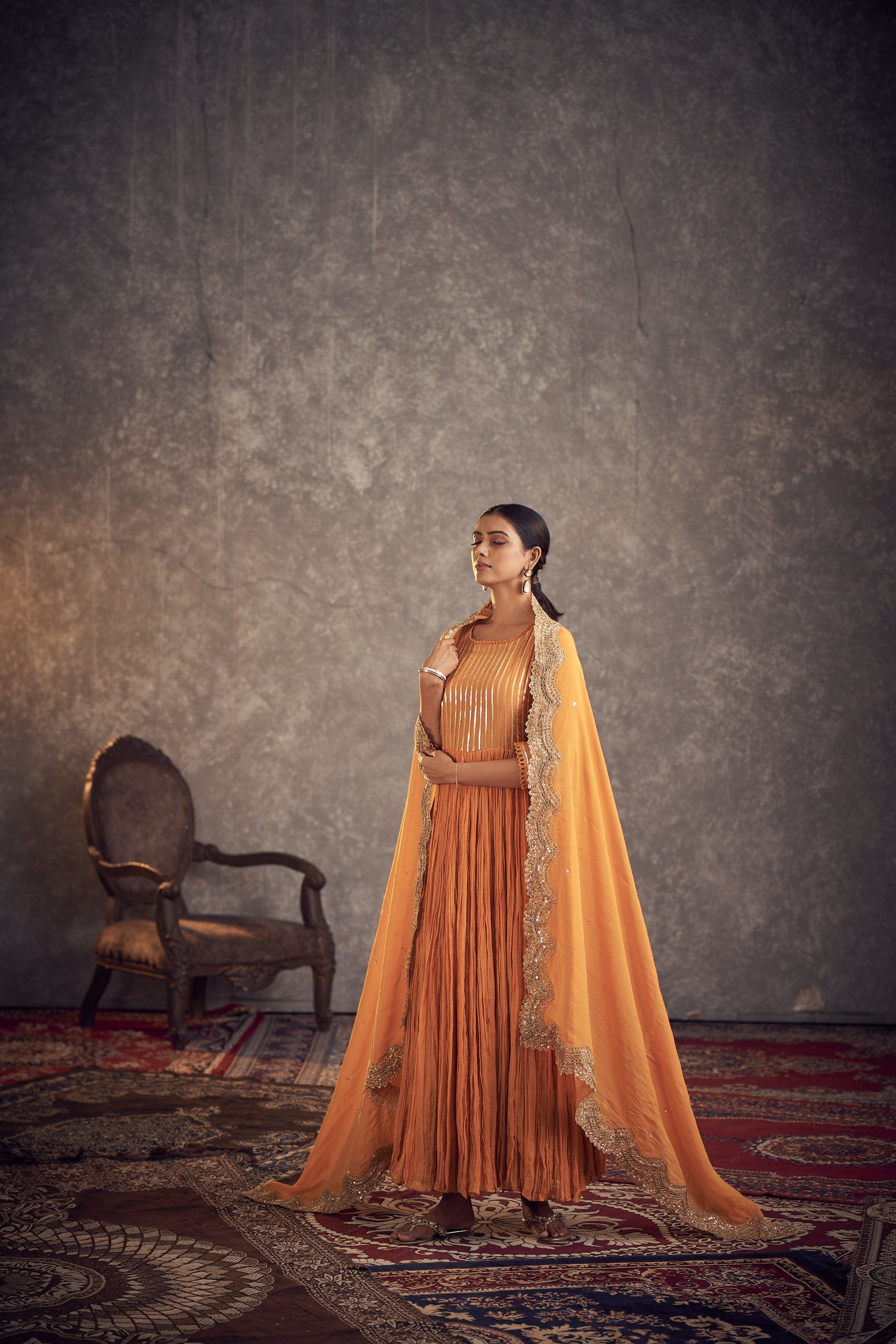 Gotta kesri anarkali set