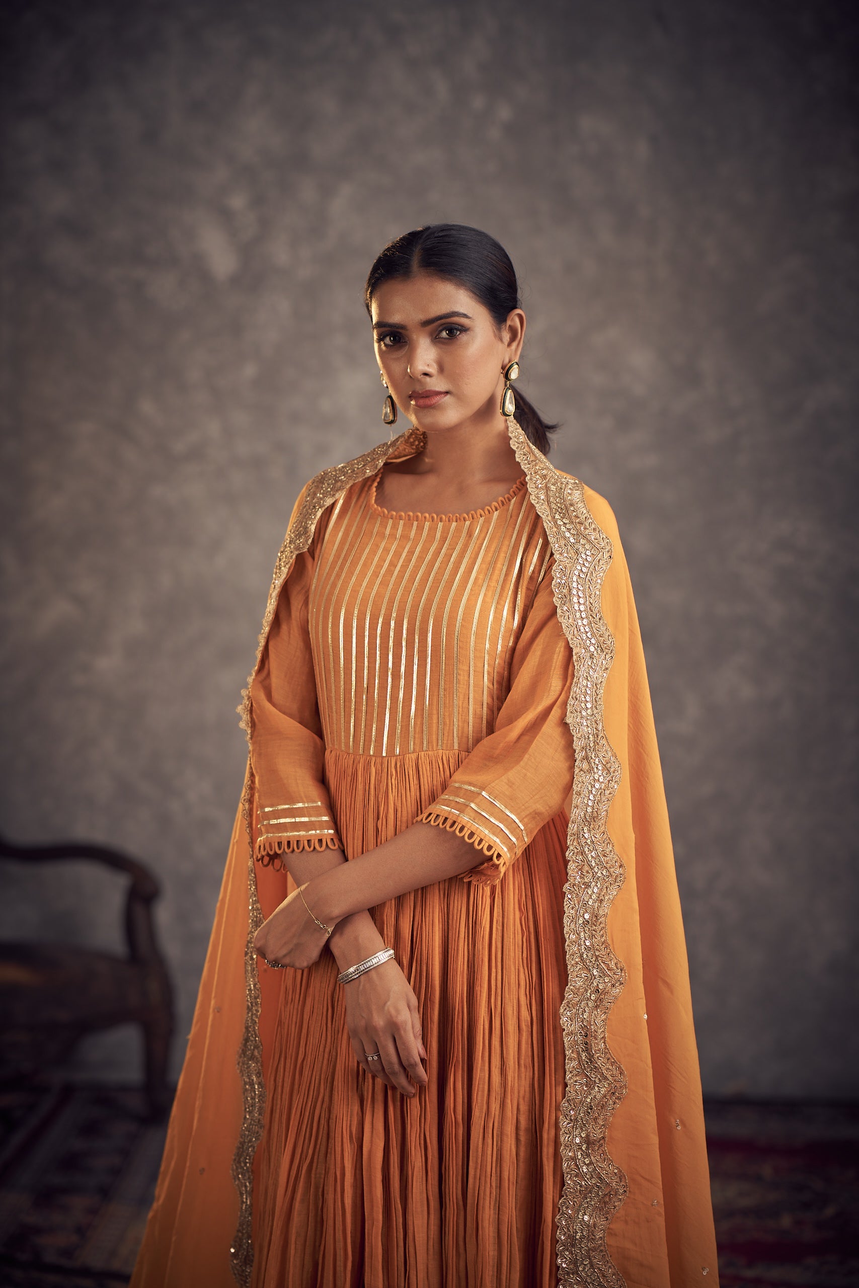 Gotta kesri anarkali set