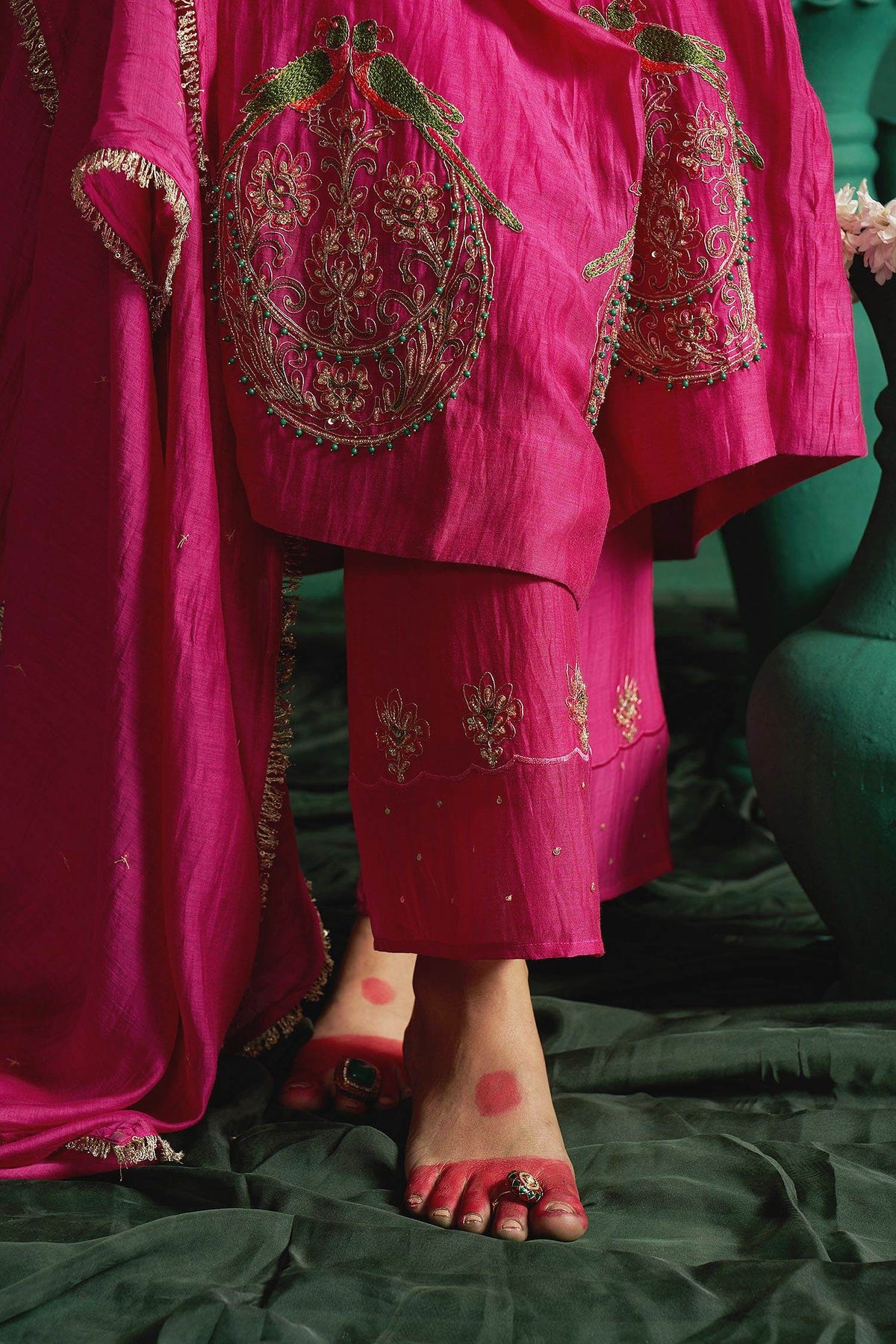 Hirika &amp; Dhruti Pink Marodi Work Anarkali Set For Kids Online at Aza Fashions