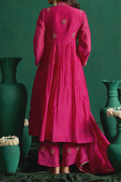 Shop Hirika &amp; Dhruti Pink Marodi Work Anarkali Set For Kids Online at Aza Fashions