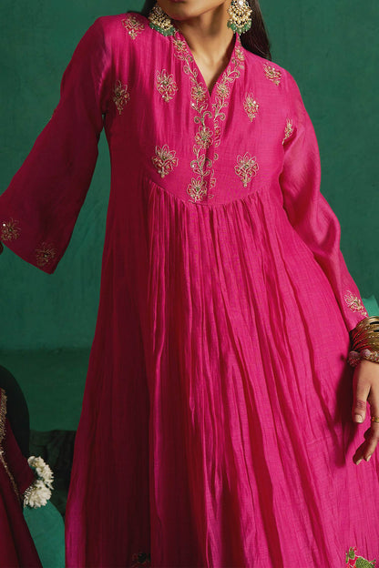 Buy Hirika &amp; Dhruti Pink Marodi Work Anarkali Set For Kids Online at Aza Fashions