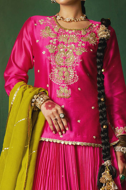 Buy Hirika &amp; Dhruti Rose Gold Hand Embroidered Kurta And Ghagra Set For Kids Online at Aza Fashions