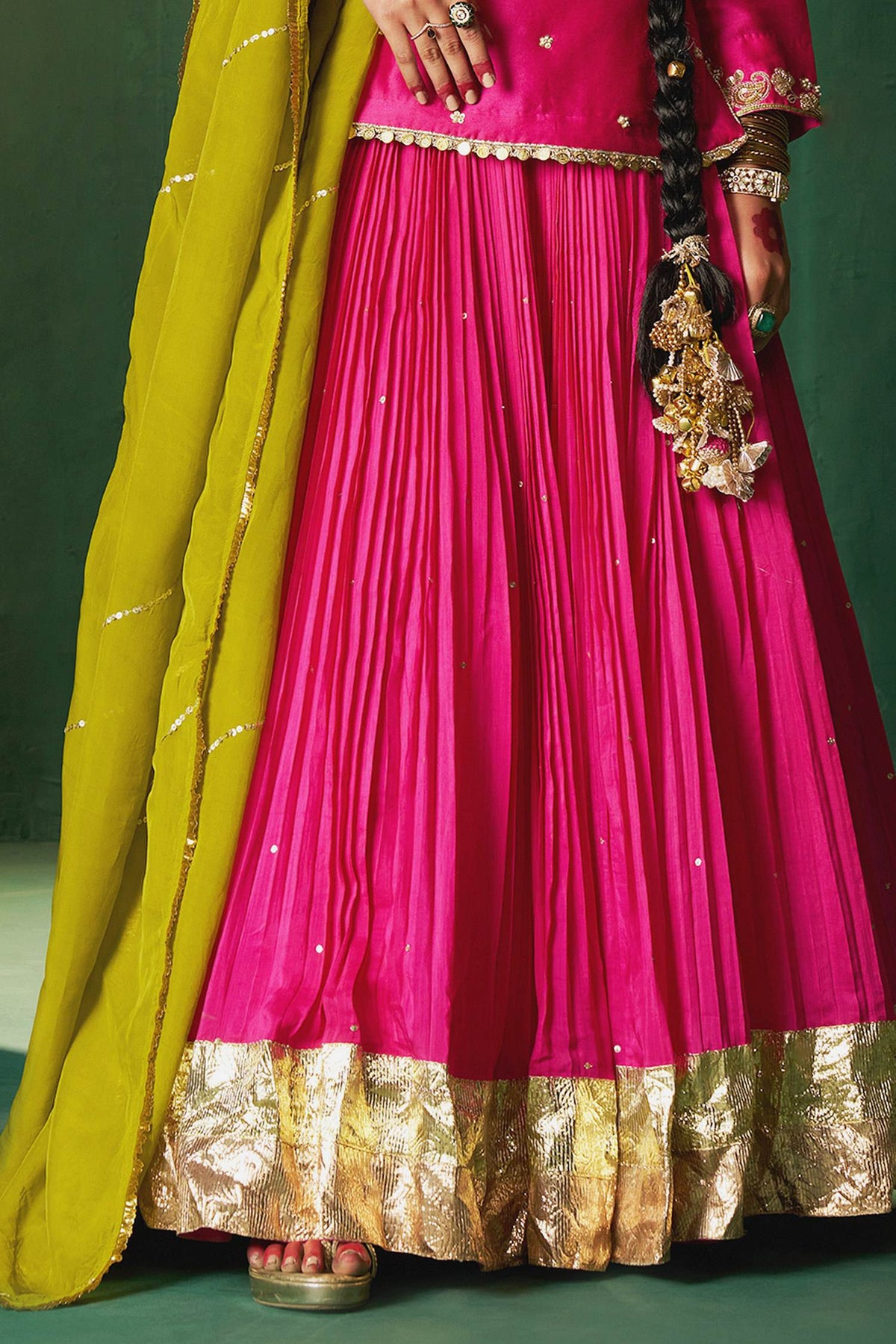 Shop Hirika &amp; Dhruti Rose Gold Hand Embroidered Kurta And Ghagra Set For Kids Online at Aza Fashions