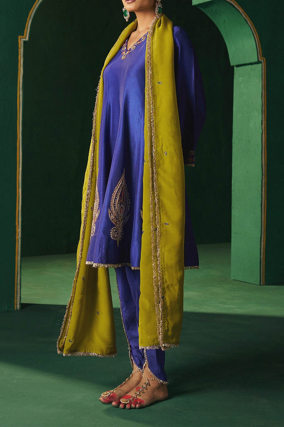 Hirika &amp; Dhruti Blue Marodi Work Kurta Set For Kids Online at Aza Fashions