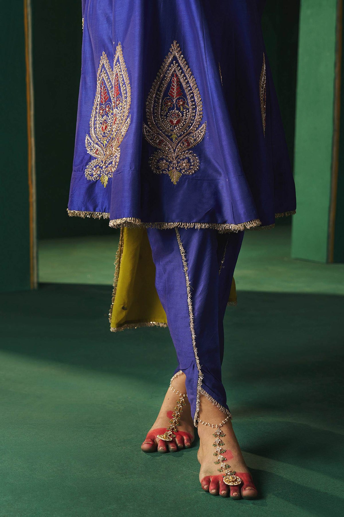 Buy Hirika &amp; Dhruti Blue Marodi Work Kurta Set For Kids Online at Aza Fashions