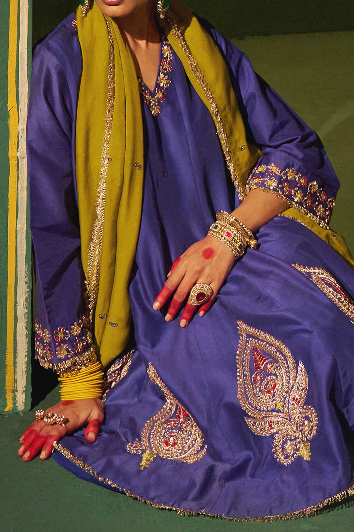 Hirika &amp; Dhruti Blue Marodi Work Kurta Set For Kids at Aza Fashions