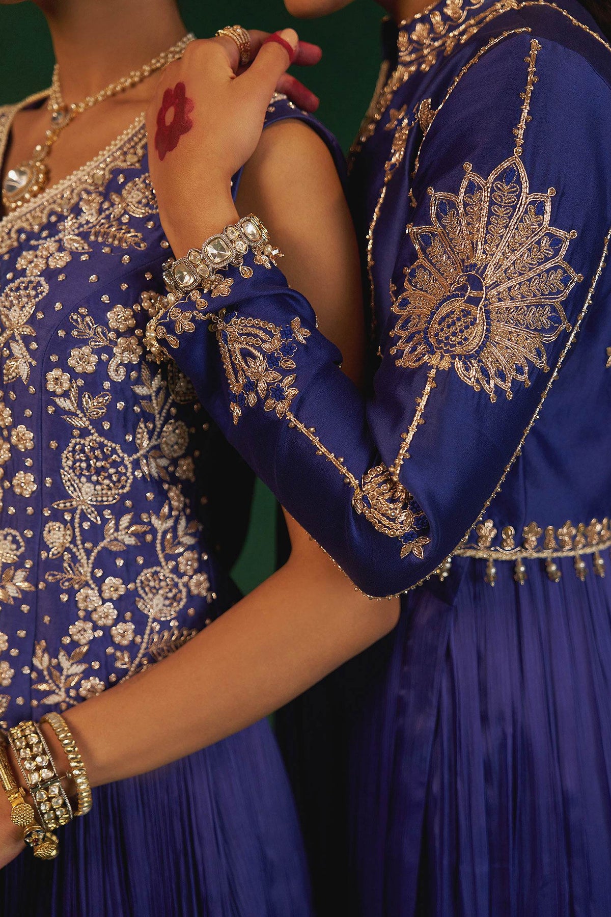 Buy Hirika &amp; Dhruti Blue Pleated Anarkali With Embroidered Jacket For Kids Online at Aza Fashions