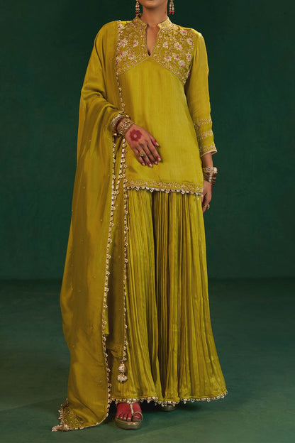 Hirika &amp; Dhruti Green Moti Embroidered Kurta Set For Kids Online at Aza Fashions