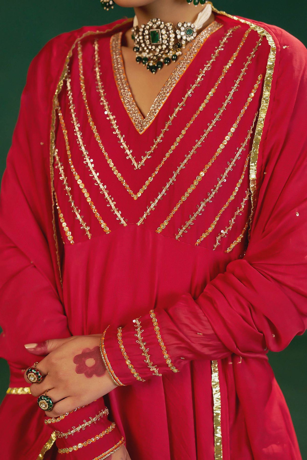 Shop Hirika &amp; Dhruti Red Double Layer Anarkali Set For Kids Online at Aza Fashions