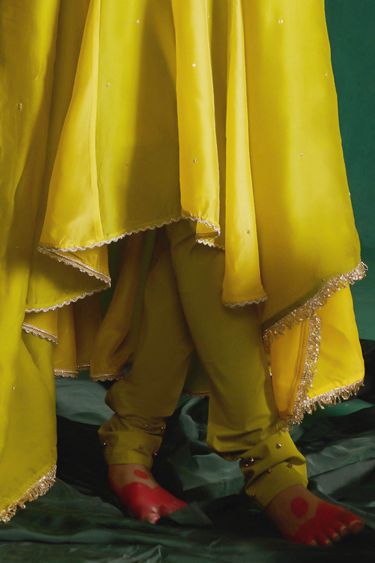 Hirika &amp; Dhruti Yellow Two Tone Kalli Anarkali Set For Kids