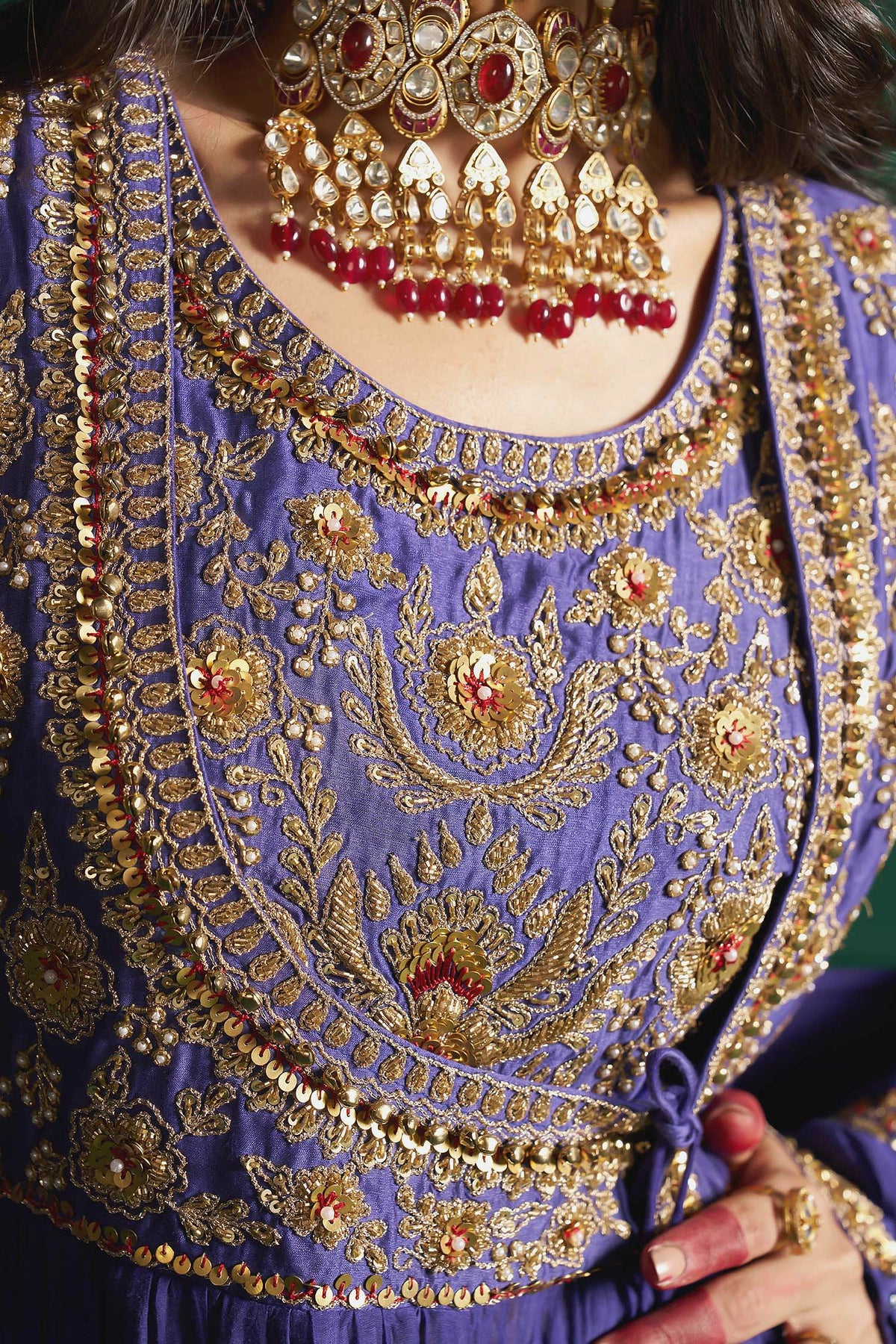 Buy Hirika &amp; Dhruti Purple Hand Embroidered Anarkali Set For Kids Online at Aza Fashions