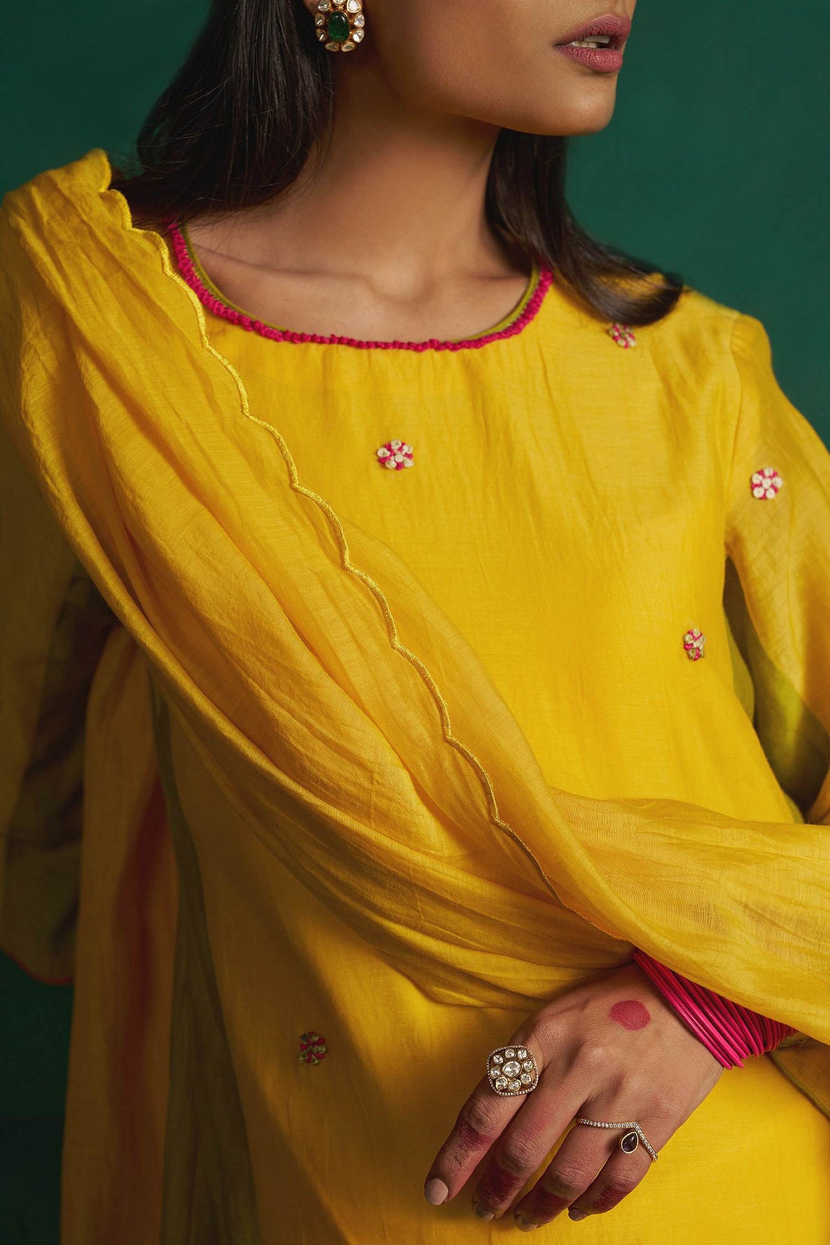 Buy Hirika &amp; Dhruti Yellow Thread Embroidered Kurta Set For Kids Online at Aza Fashions