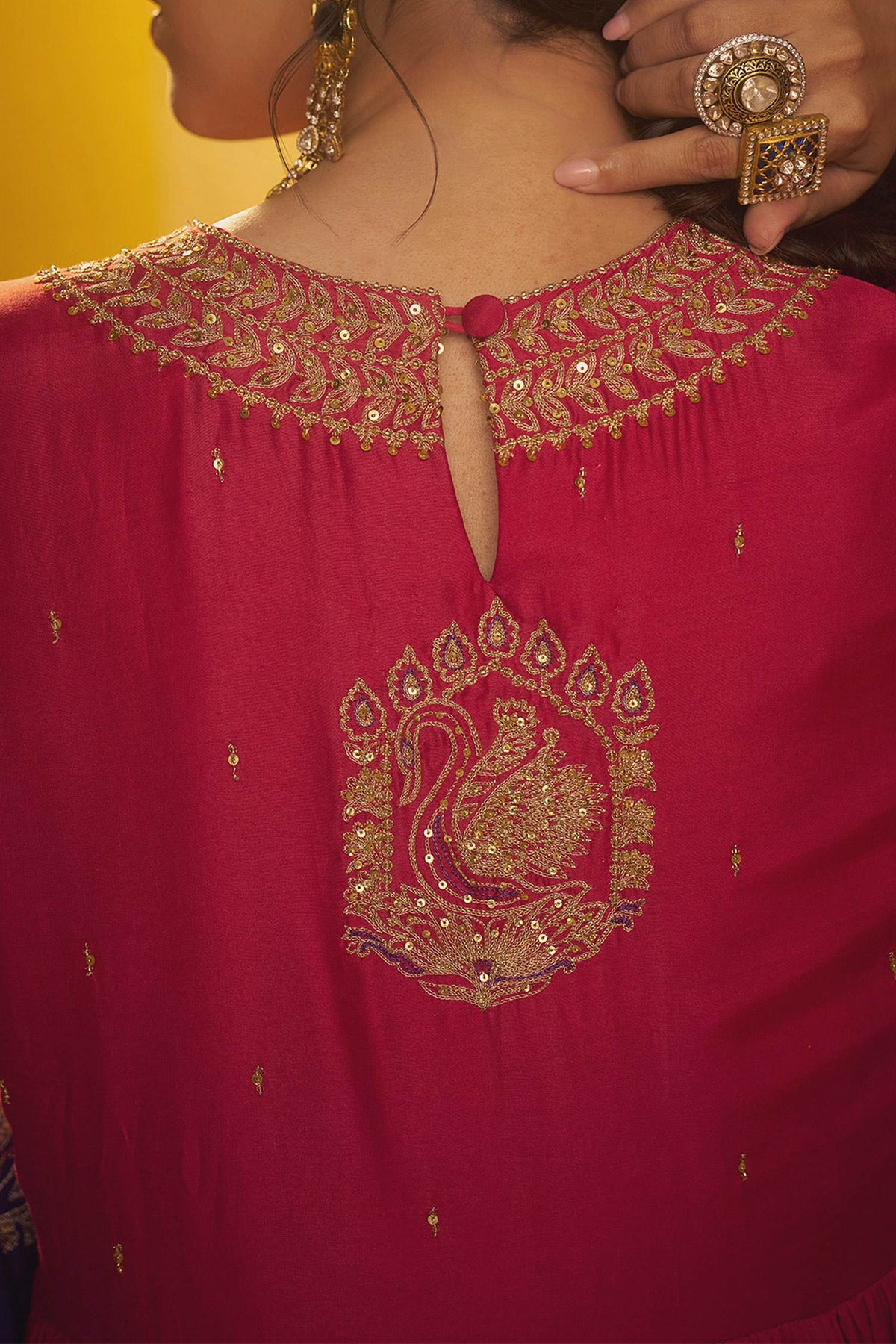 Hirika &amp; Dhruti Red Dori Tikki Work Anarkali And Embroidered Dupatta For Kids Online at Aza Fashions