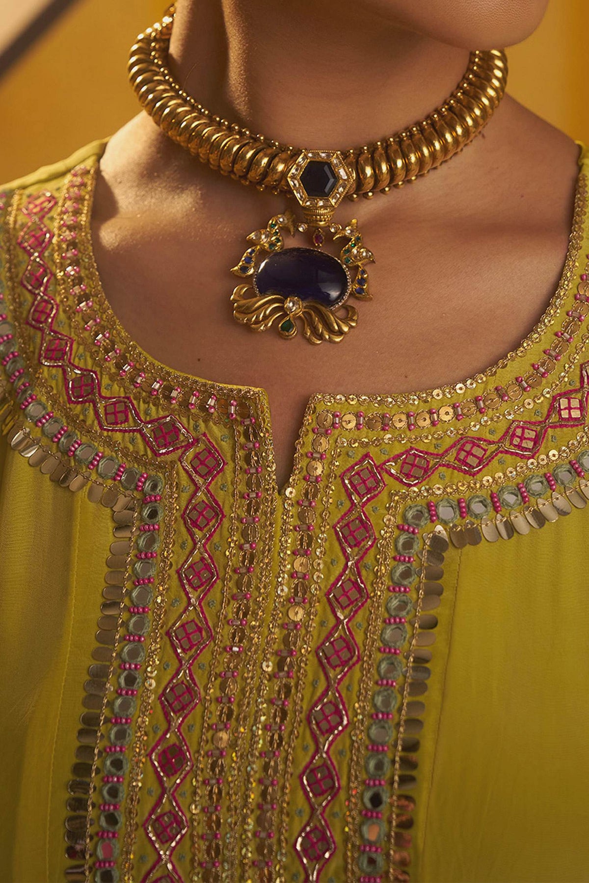 Buy Hirika &amp; Dhruti Yellow Tikki Work Anarkali Kurta And Sharara Set For Kids Online at Aza Fashions