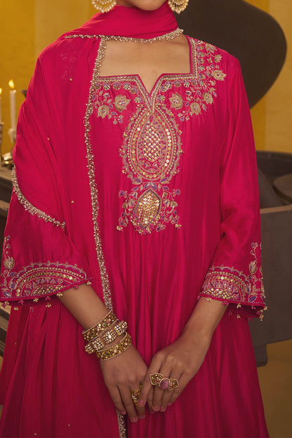 Shop Hirika &amp; Dhruti Pink Tikki Zardosi Kalli Kurta And Dhoti Set For Kids Online at Aza Fashions