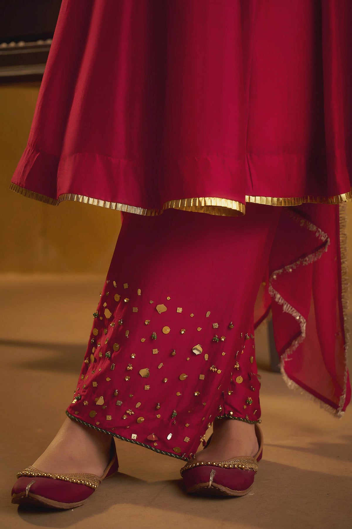 Buy Hirika &amp; Dhruti Red Hand Work Kurta Embroidered Pant And Dupatta For Kids