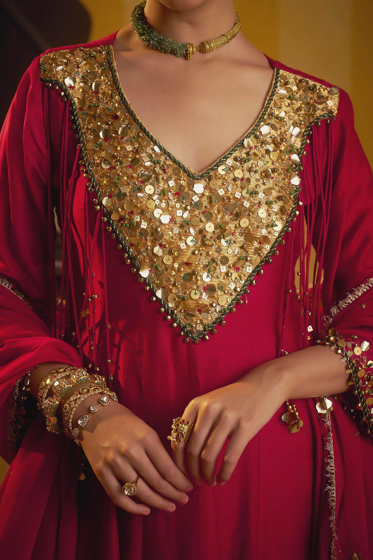 Buy Hirika &amp; Dhruti Red Hand Work Kurta Embroidered Pant And Dupatta For Kids Online at Aza Fashions