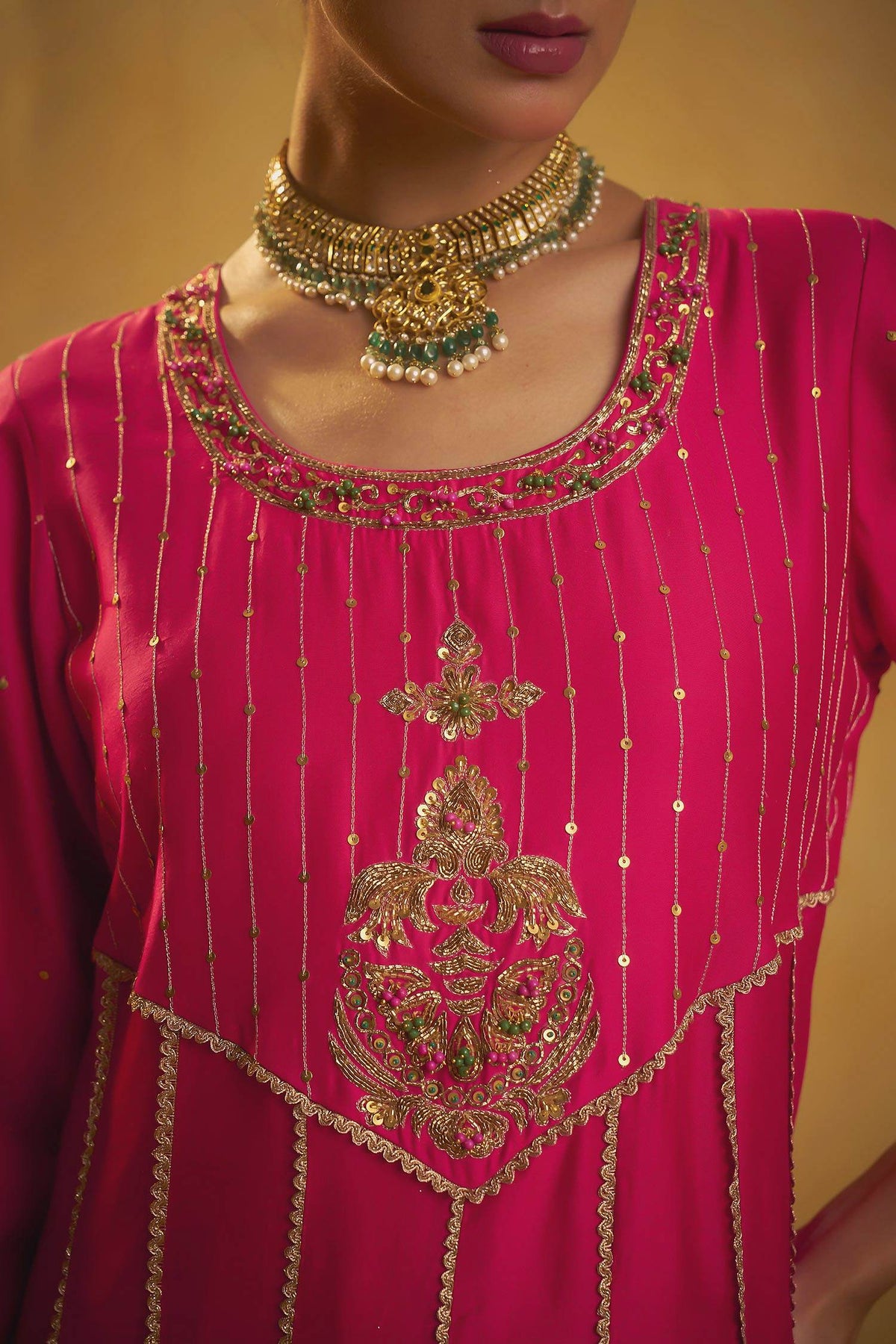 Hirika &amp; Dhruti Pink Gota Anarkali And Dupatta Set For Kids at Aza Fashions